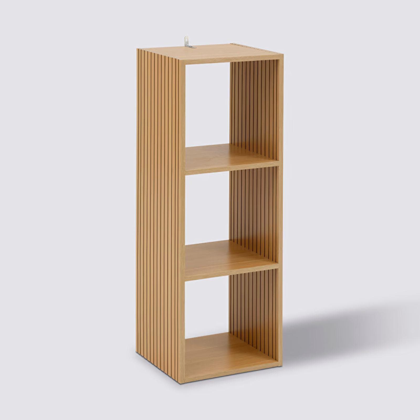 Libreria 32x102h cm in legno naturale e cannettato con 3 vani - Kloser