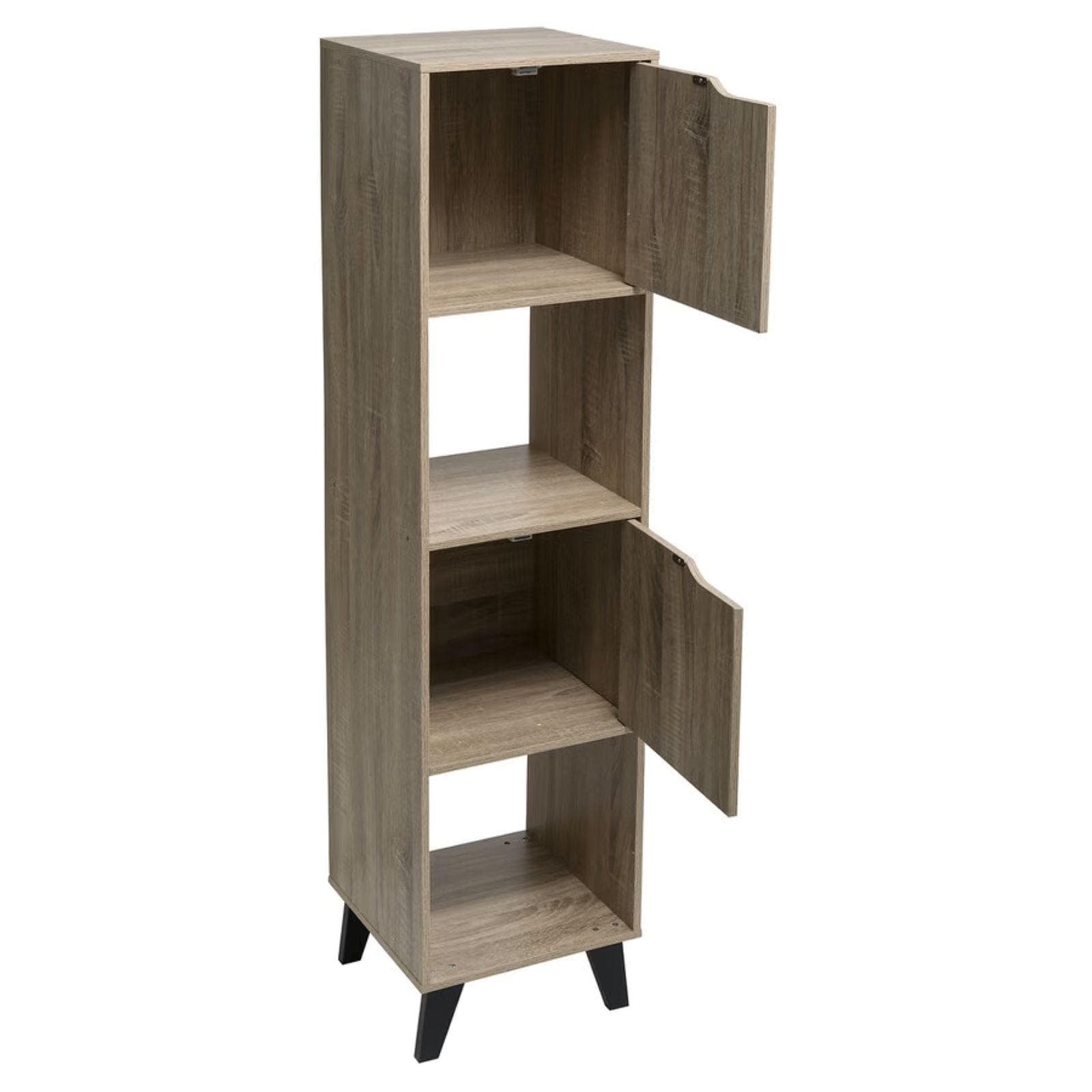 Libreria 35x147h cm in legno effetto rovere naturale con 2 ante e gambe nero - Bouderie