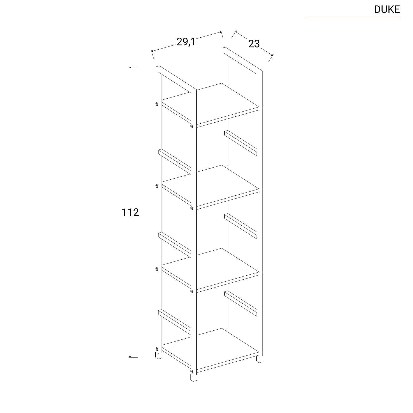 Libreria 29x112h cm in acciaio nero e legno rovere nero - Duke
