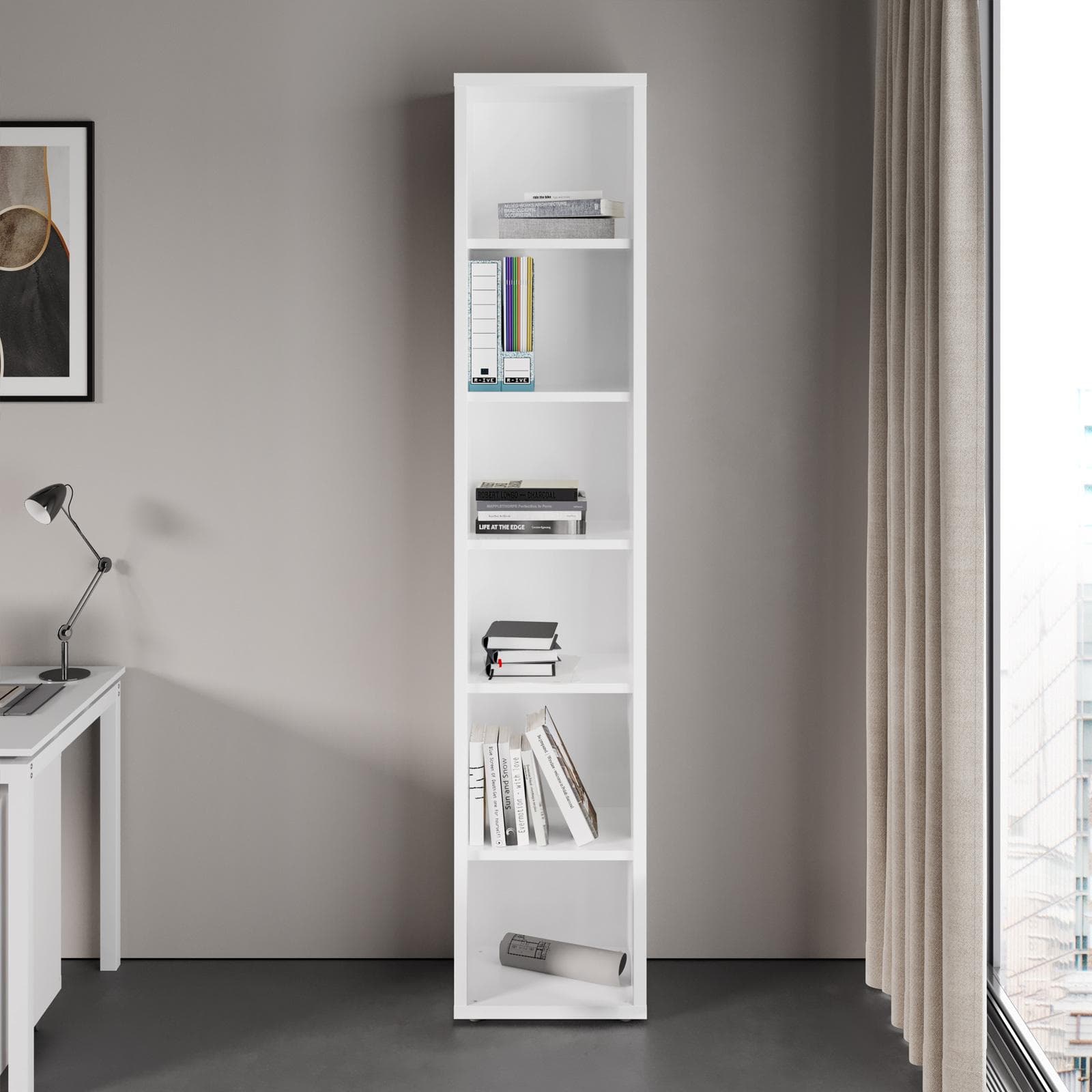 Libreria 44x36x217h cm in bianco lucido - Homely office