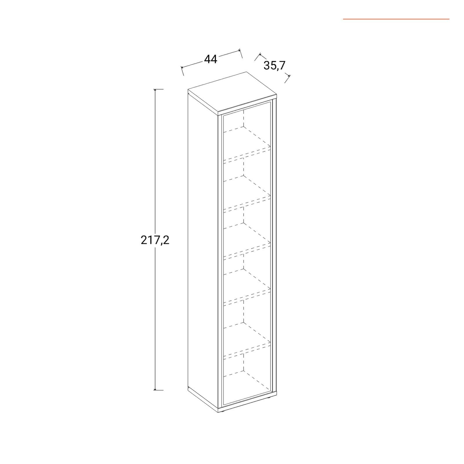 Vetrina 44x217h cm bianco lucido con anta in vetro - Homely office