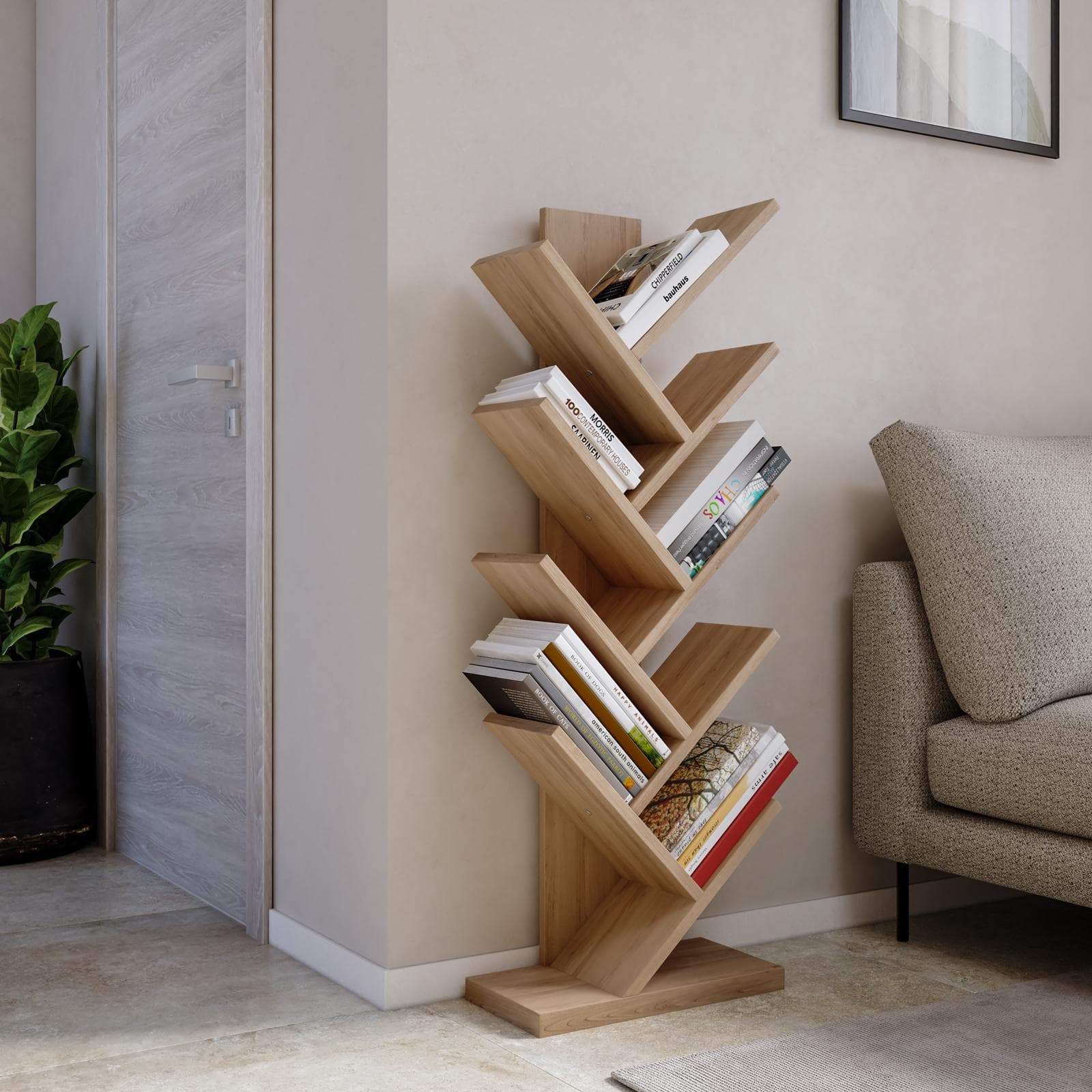 Libreria 45x126h cm rovere con ripiani inclinati - Grady