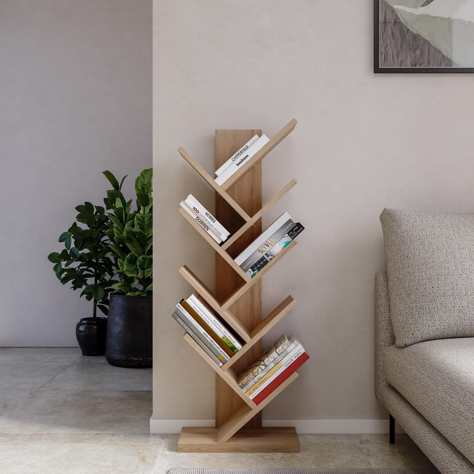 Libreria 45x126h cm rovere con ripiani inclinati - Grady