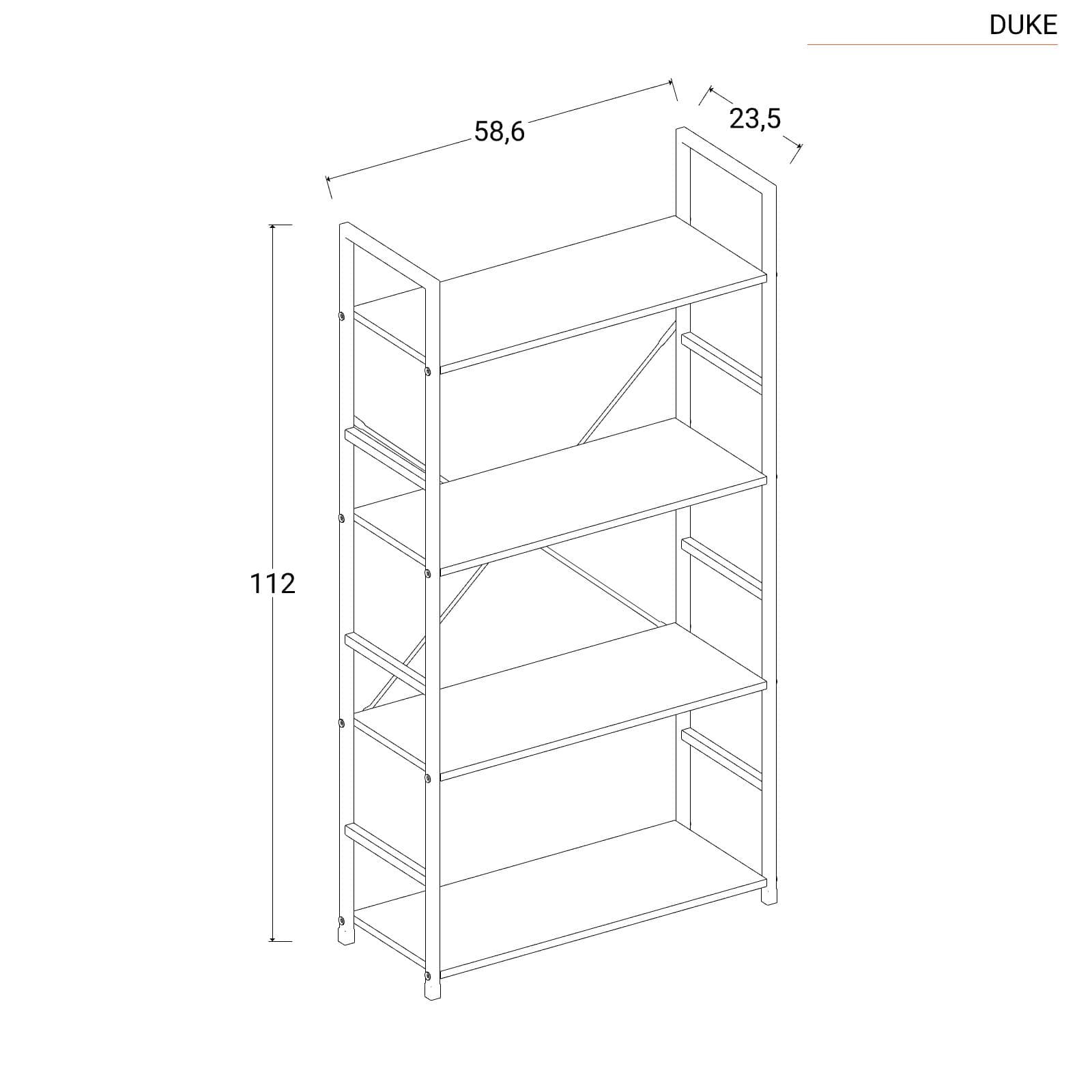 Libreria 58x112h cm in acciaio nero e legno rovere nero - Duke