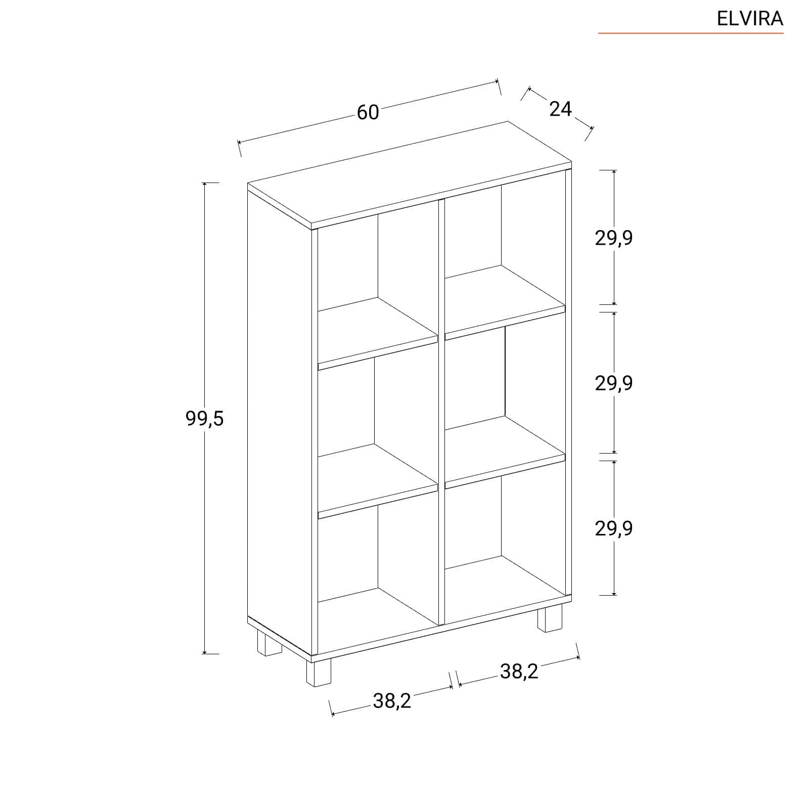 Libreria 60x100h cm bianco effetto legno - Elvira