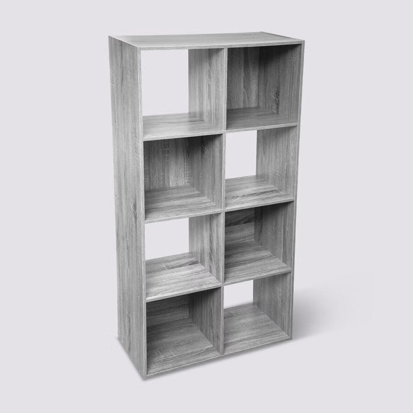 Libreria 68x134h cm effetto rovere grigio con 8 vani - Unify