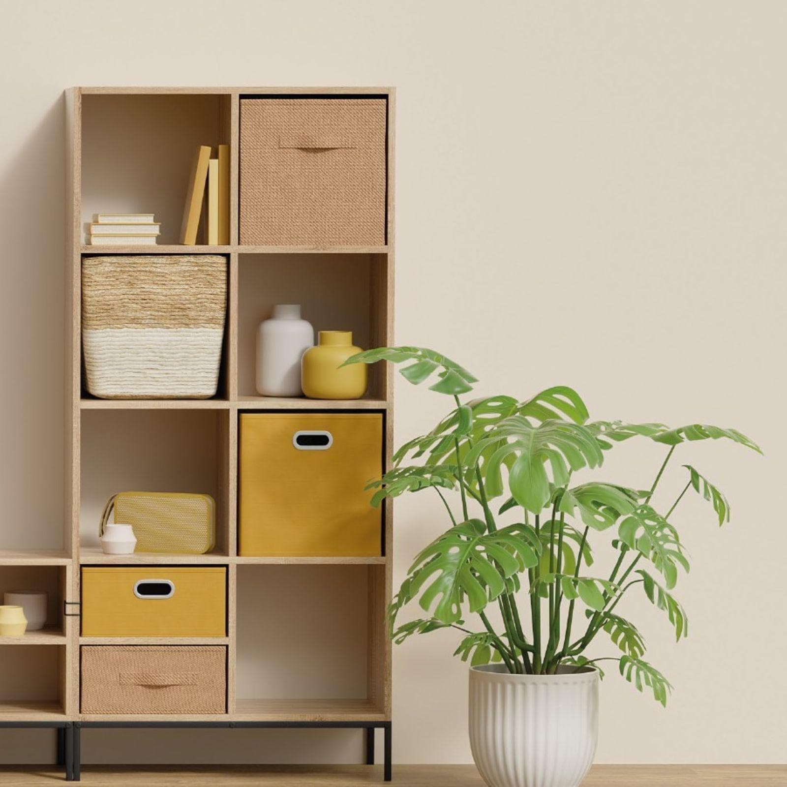 Libreria 68x134h cm effetto rovere naturale con 8 vani - Unify