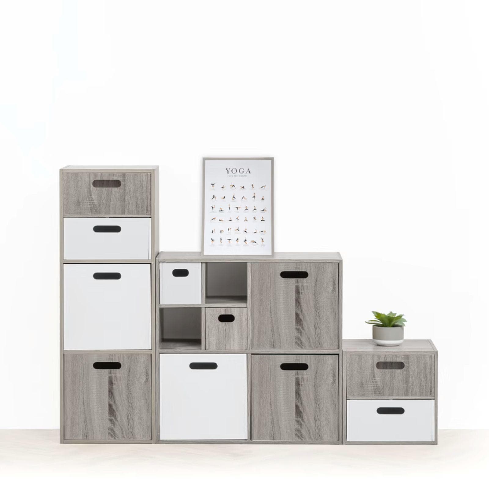 Libreria 68x68h cm effetto rovere grigio con 4 vani - Unify