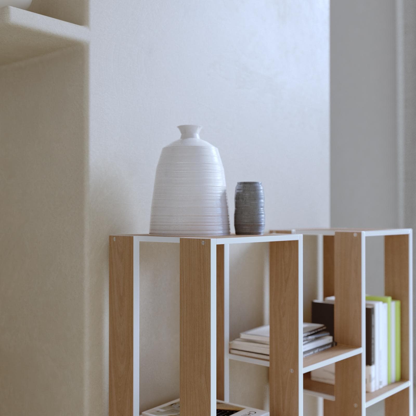 Libreria 72x72h cm effetto rovere con ripiani sfalsati - Eldora