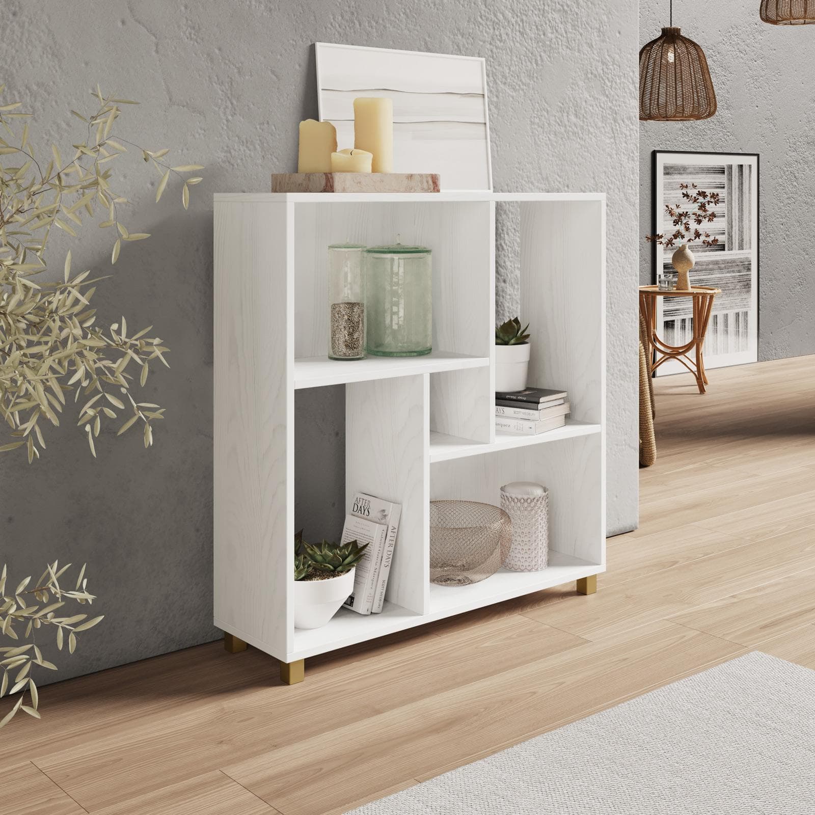 Libreria 80x84 h cm bianco effetto legno - Elvira