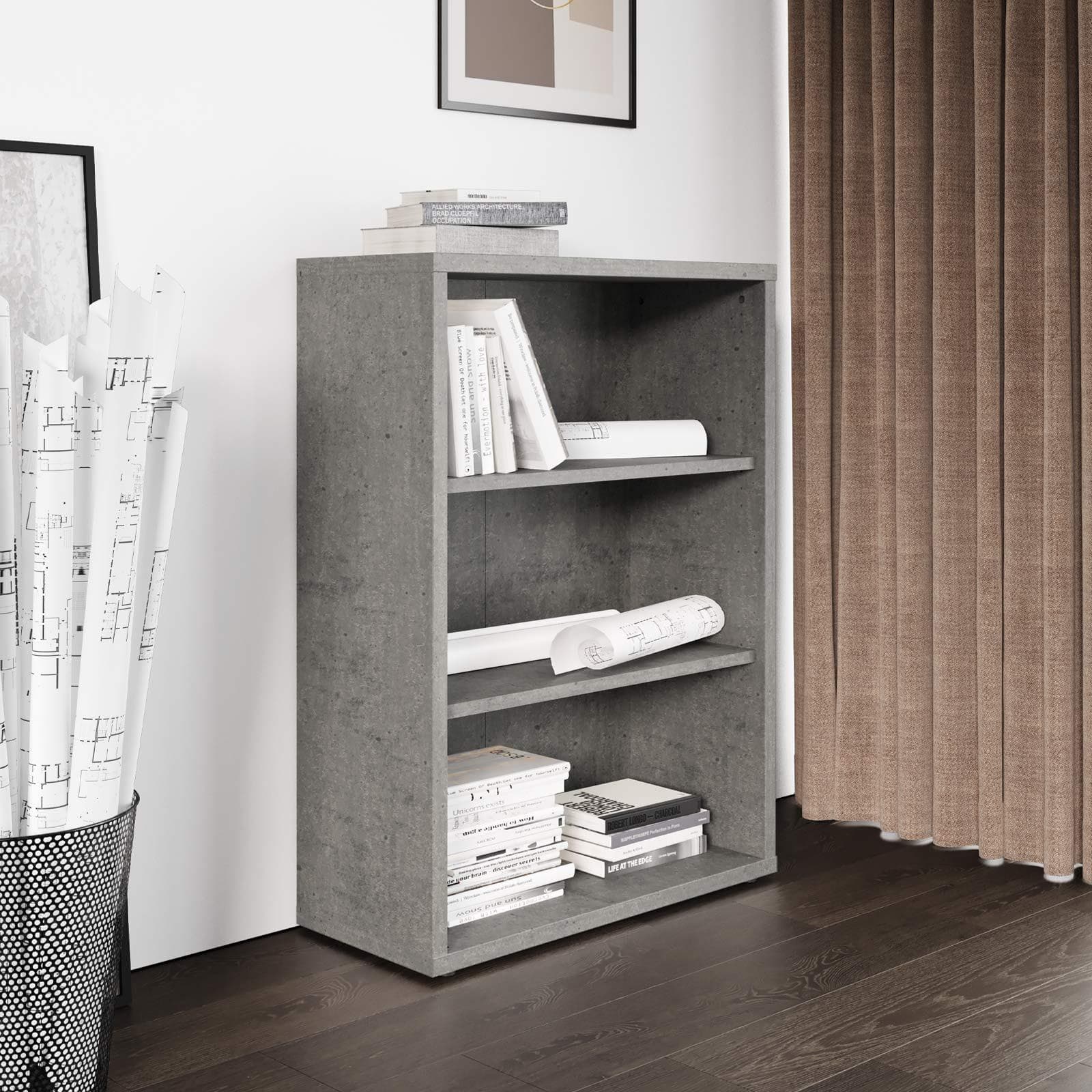 Libreria 82x112h cm grigio cemento con ripiani regolabili - Homely office