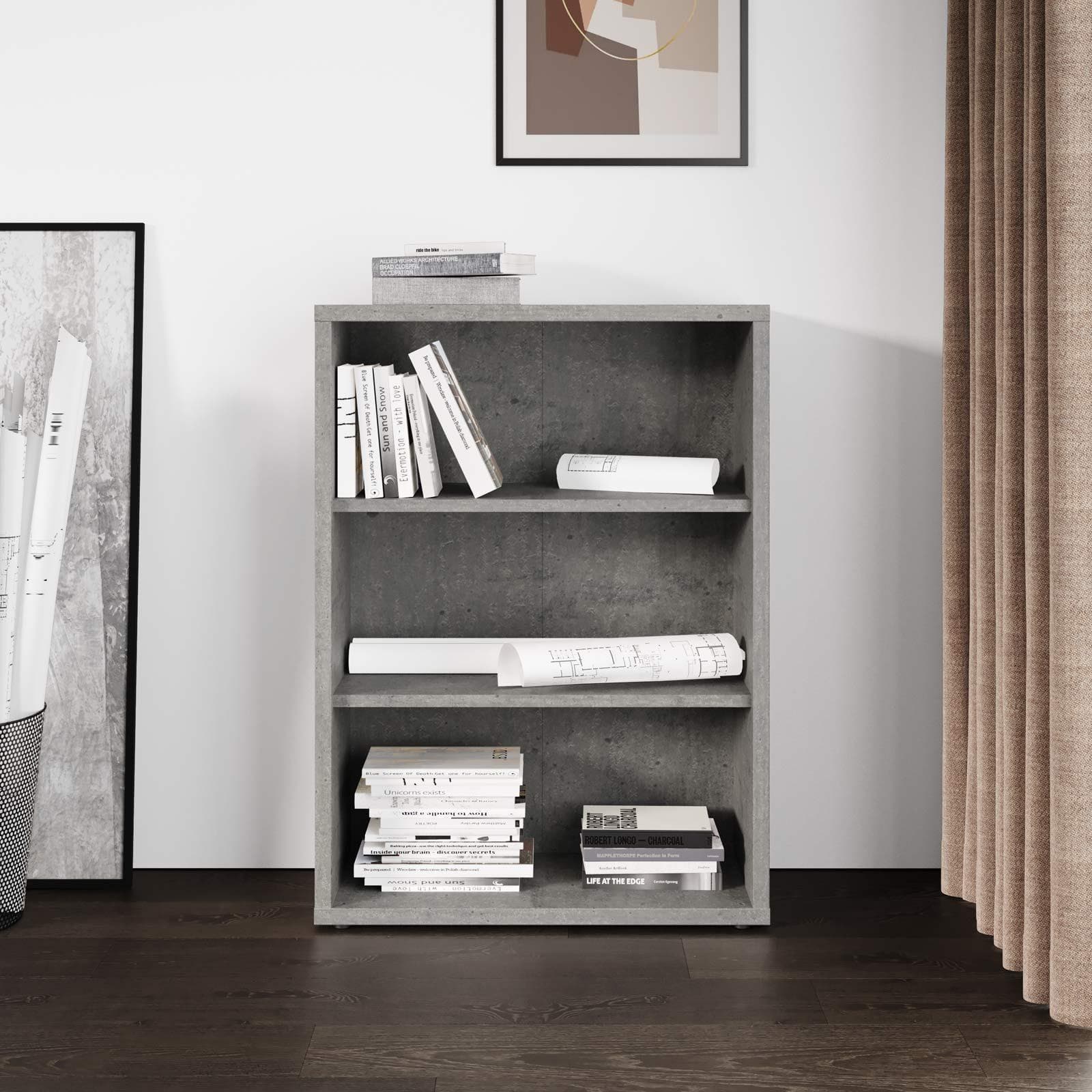 Libreria 82x112h cm grigio cemento con ripiani regolabili - Homely office