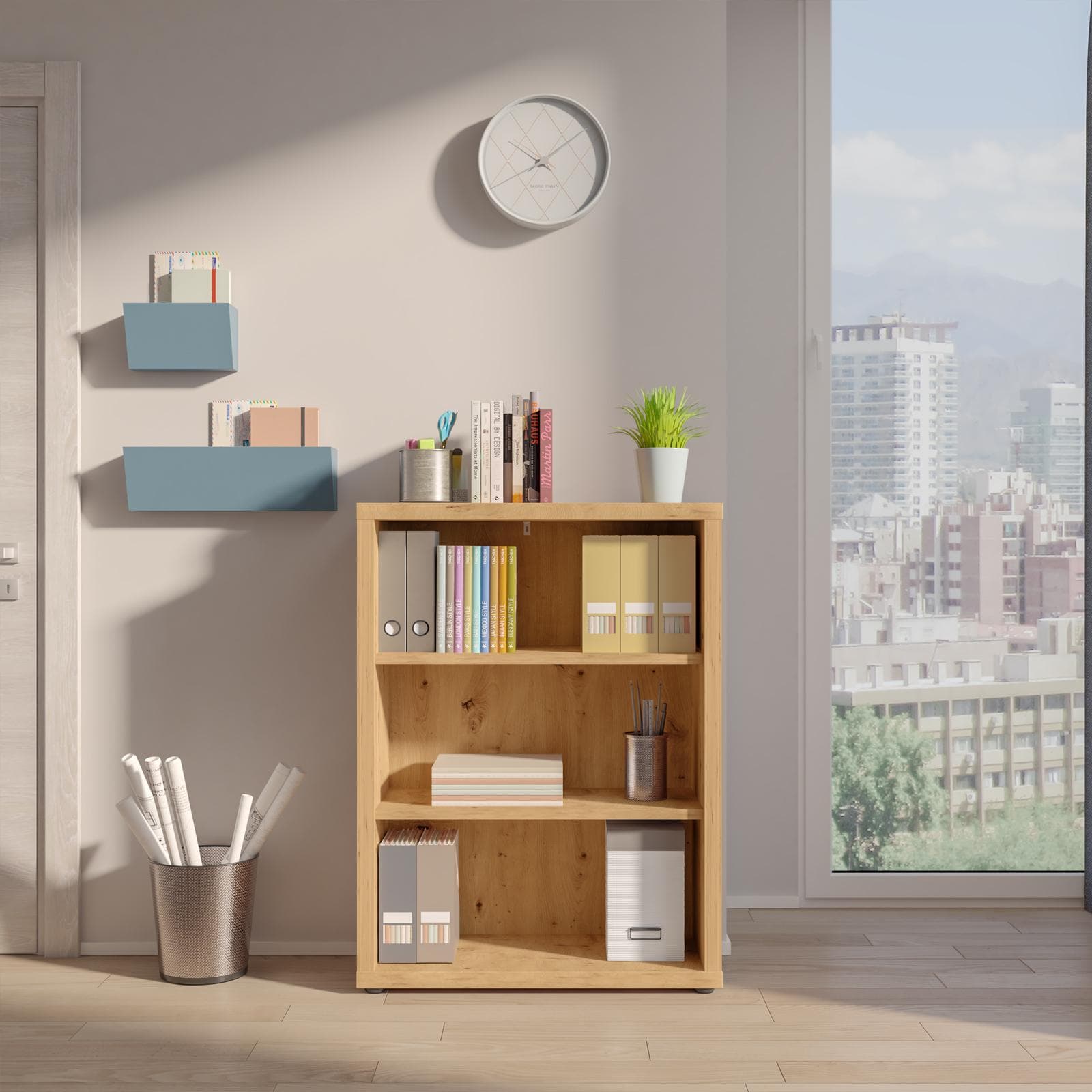 Libreria 82x112h cm rovere artisan con ripiani regolabili - Homely office