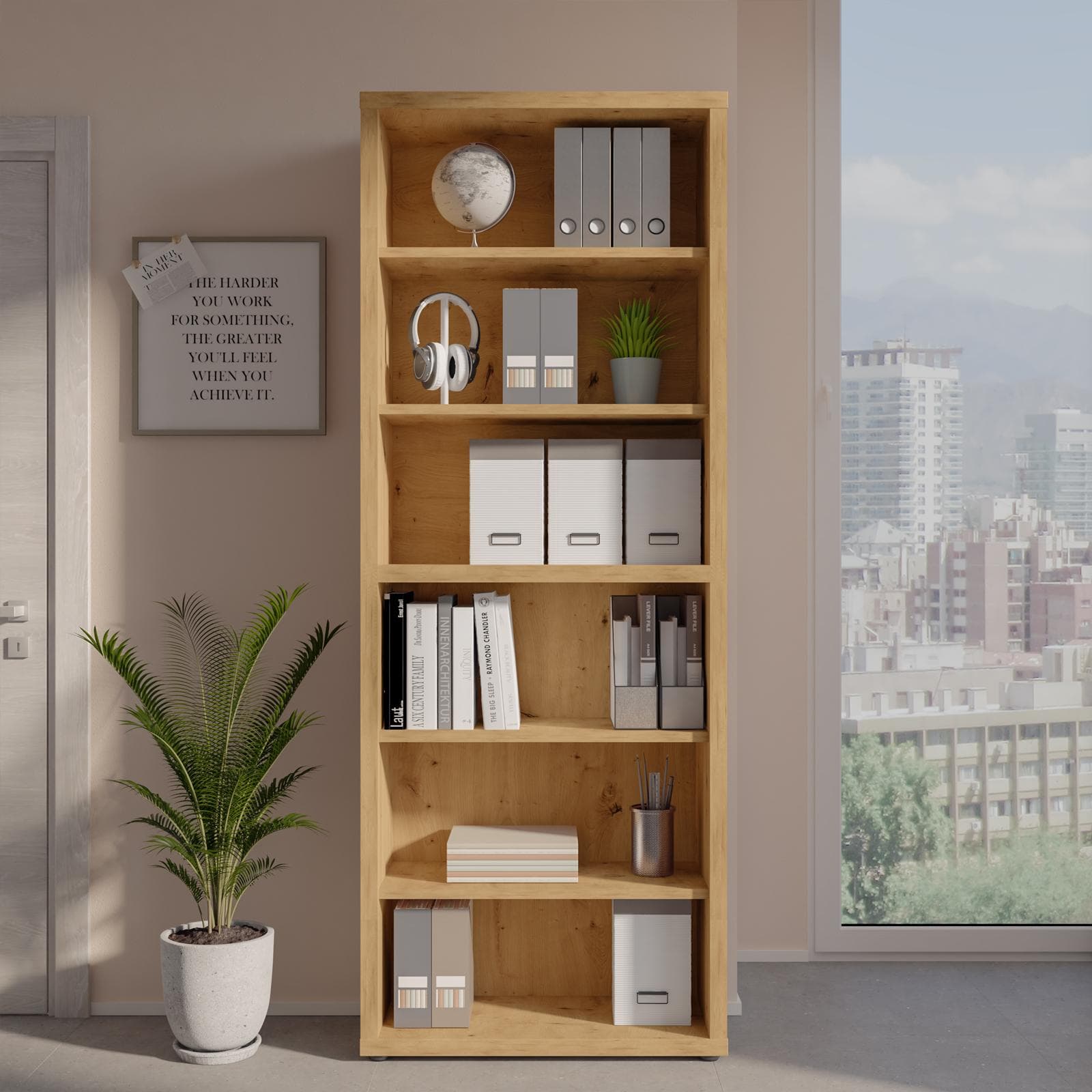 Libreria 82x217h cm rovere artisan con ripiani regolabili - Homely office