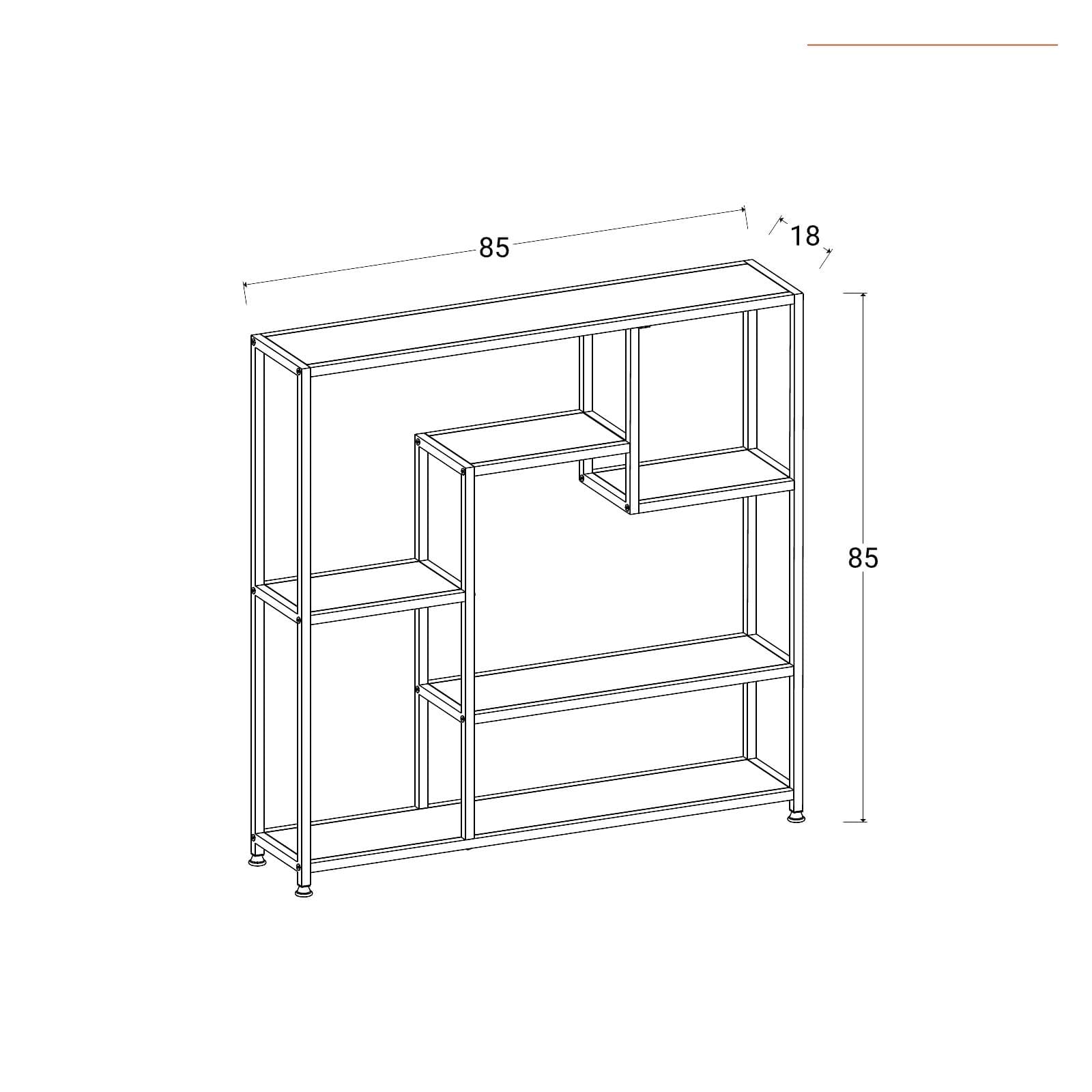 Libreria 85x85h cm effetto rovere selvatico e acciaio nero - Grim
