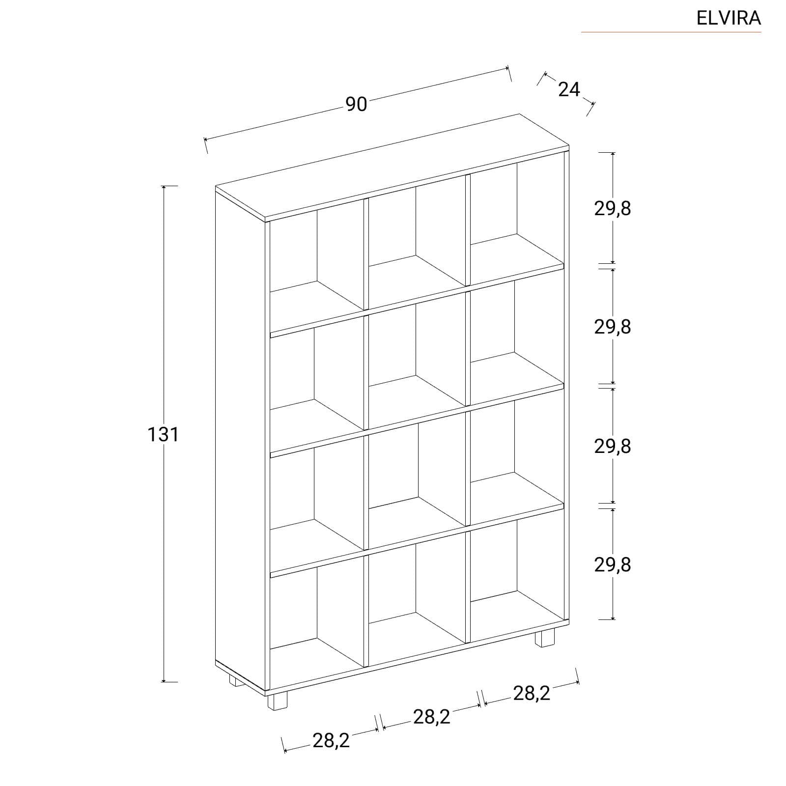 Libreria 90x131 h cm bianco effetto legno - Elvira
