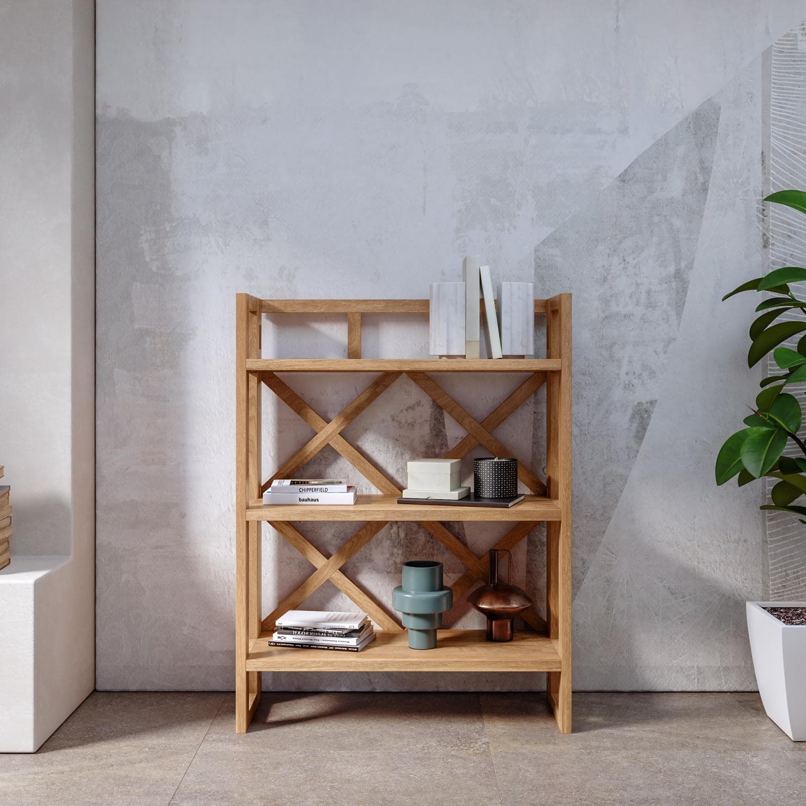 Libreria 90x175h cm con ripiani in legno di acacia - Cadark