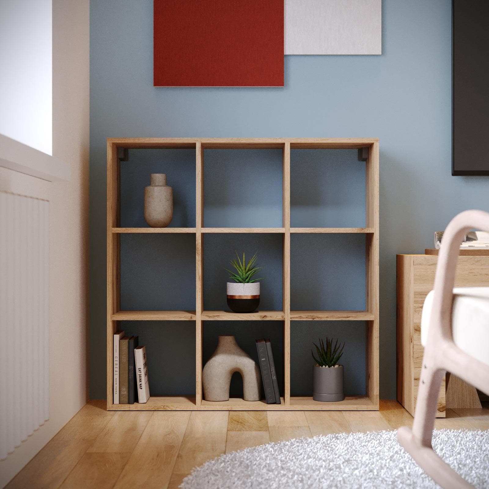 Libreria 90x90h cm rovere wotan con 9 vani - Kayros