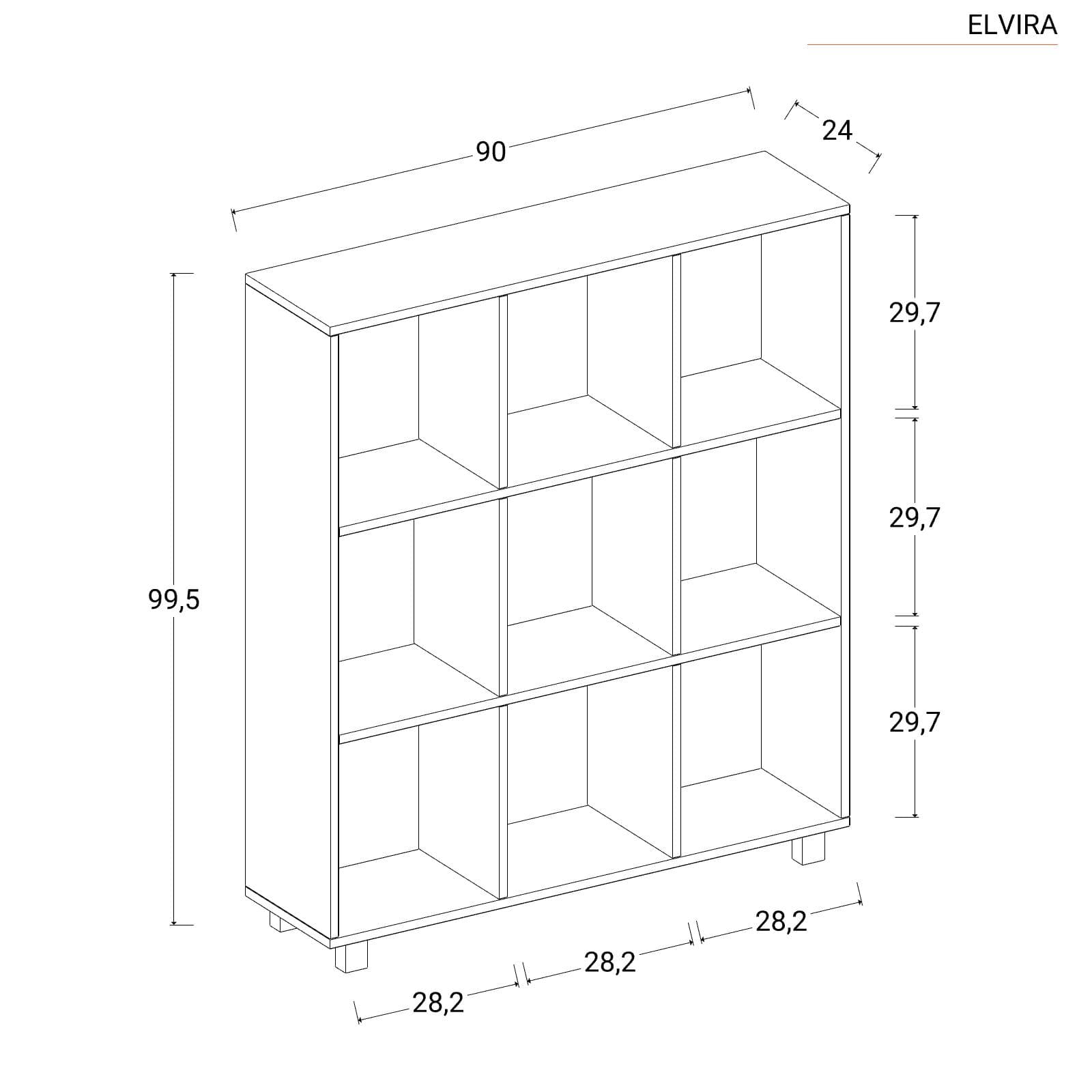 Libreria 90x100h cm bianco effetto legno - Elvira
