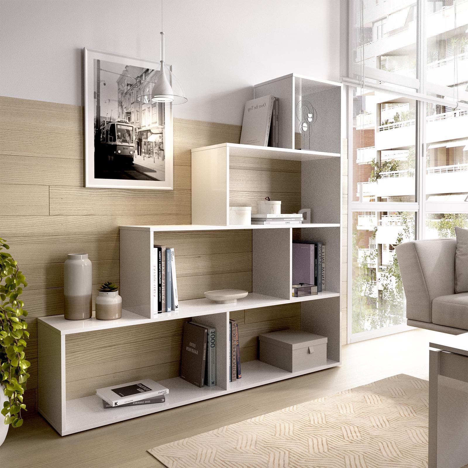 Libreria a giorno 145h cm in legno bianco laccato - Millicent