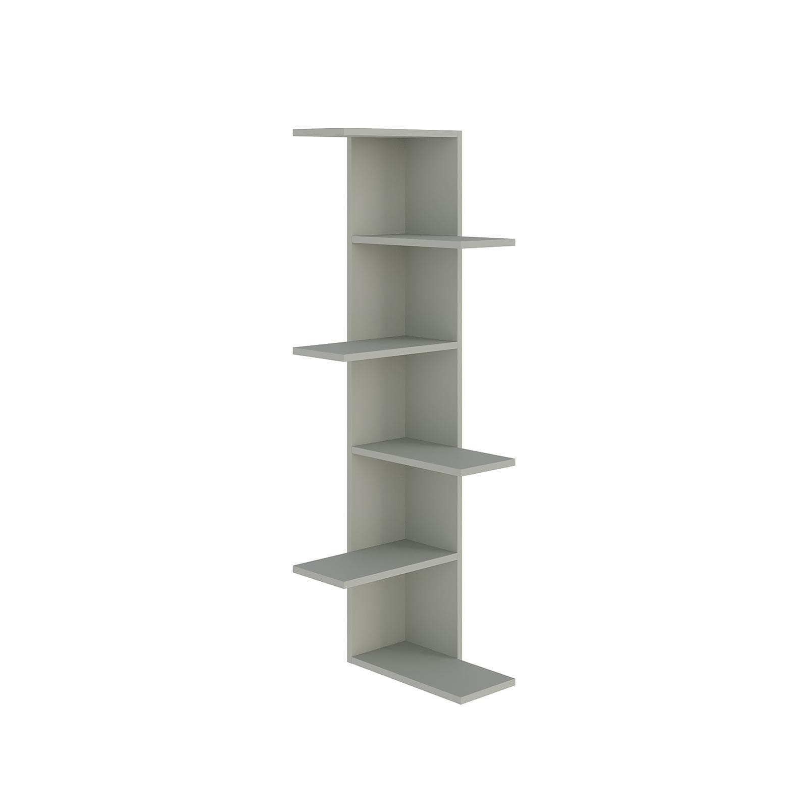Libreria ad angolo 37x141h cm in legno verde salvia 5 ripiani - Kantiko