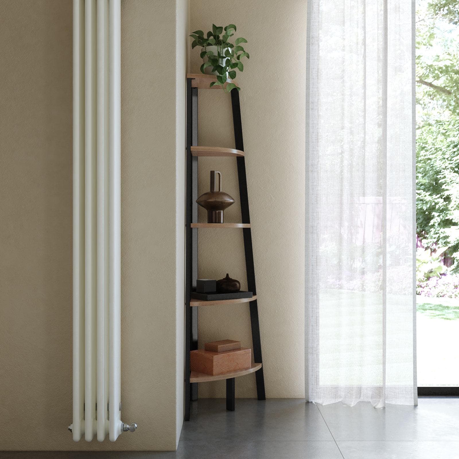Libreria angolare 53x160h cm rovere chiaro e acciaio nero - Grim