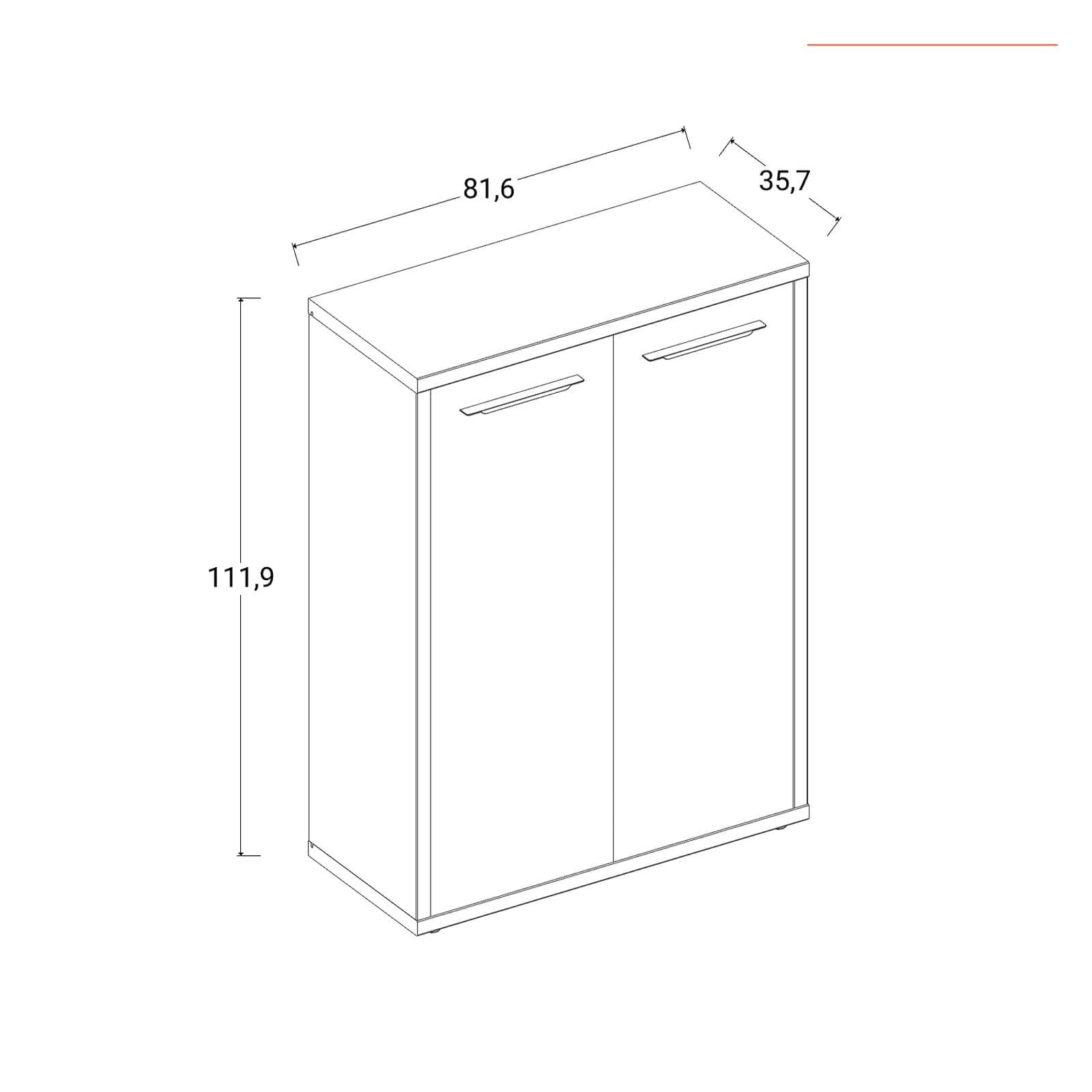 Mobile multiuso 80x112h cm bianco lucido con 2 ante - Homely office