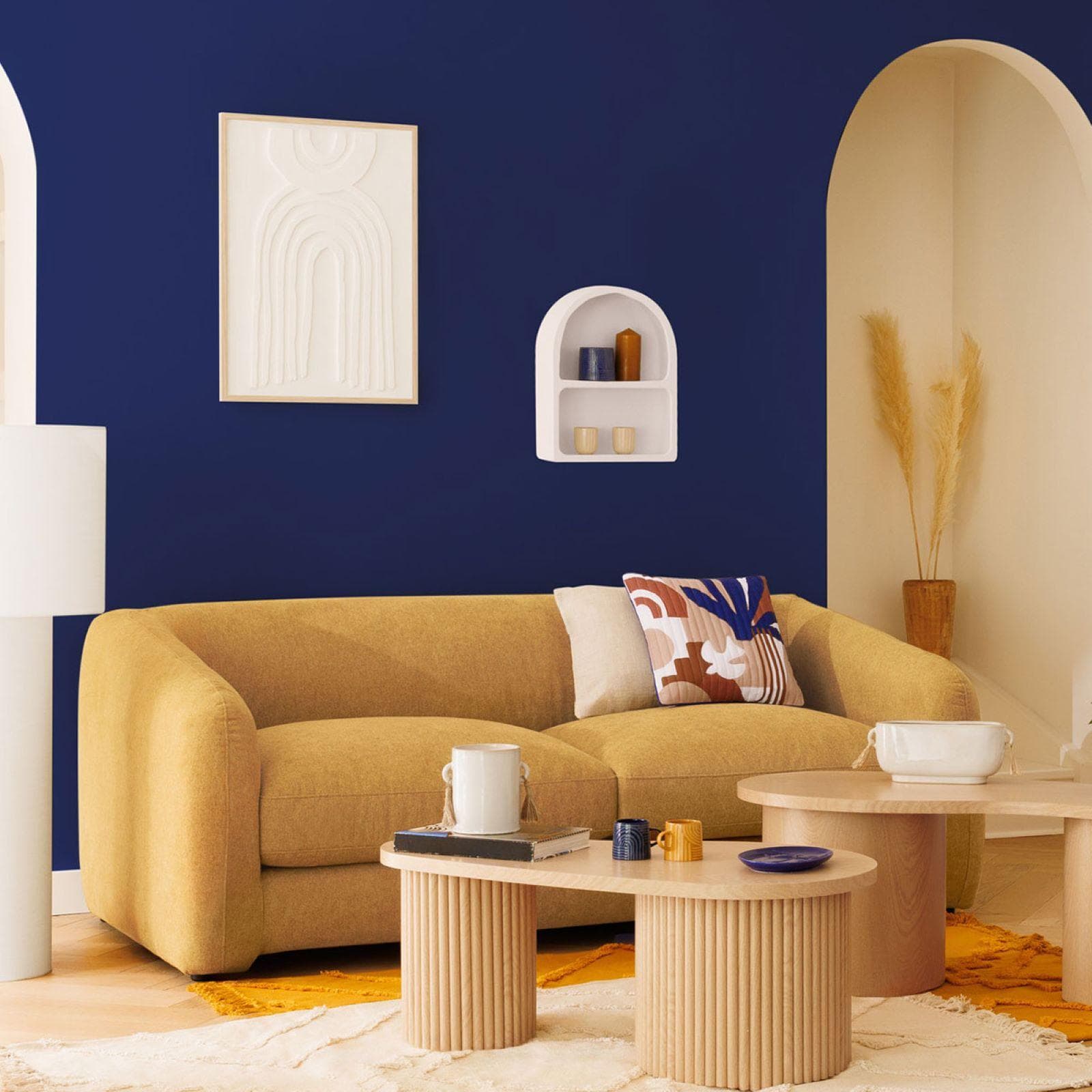 Libreria sospesa 35x45h cm in legno effetto pietra bianco con 2 ripiani - Taisha