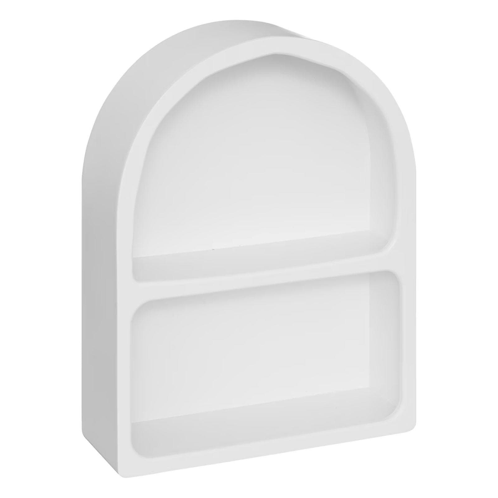 Libreria sospesa 35x45h cm in legno effetto pietra bianco con 2 ripiani - Taisha