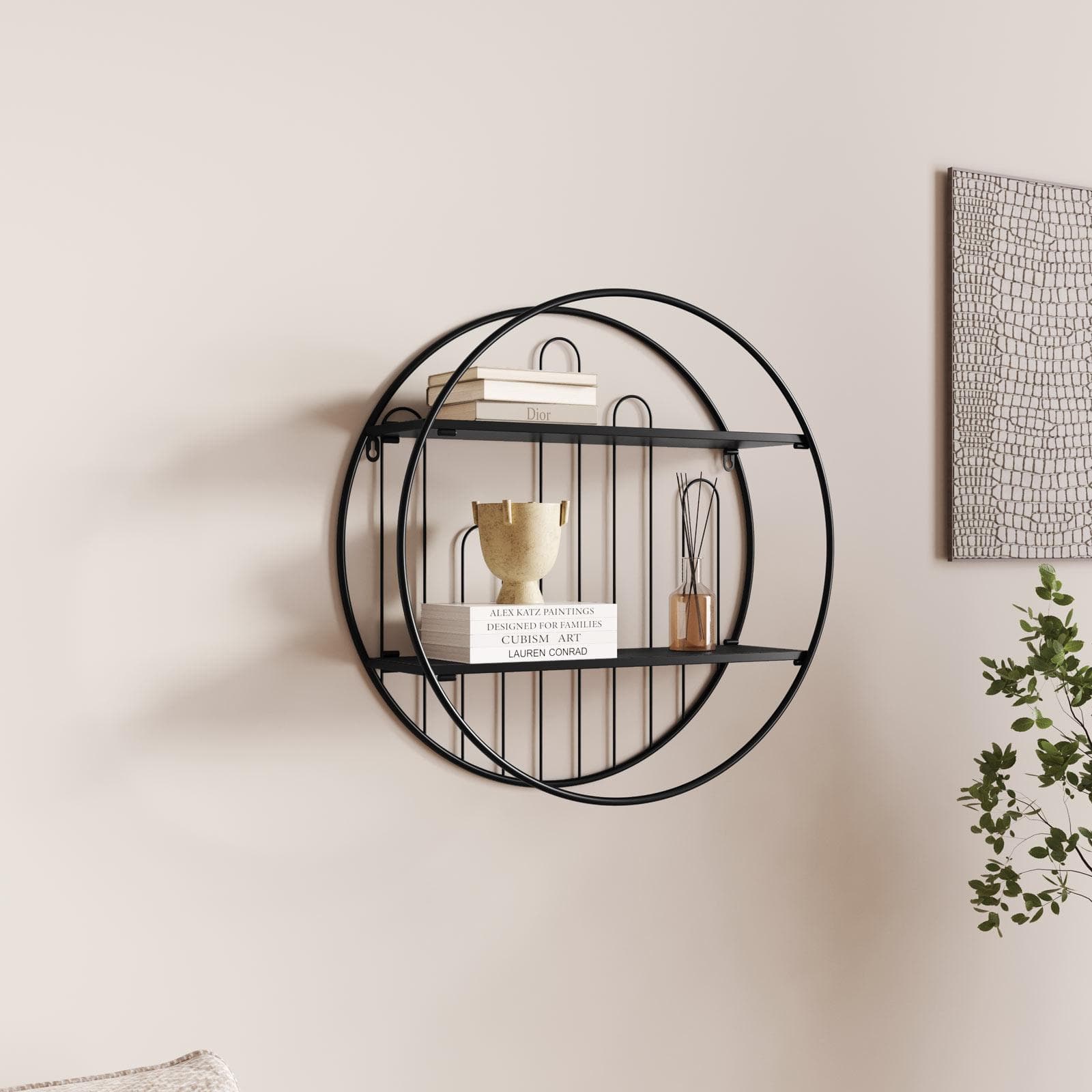 Libreria sospesa rotonda 55 cm in metallo nero - Mores