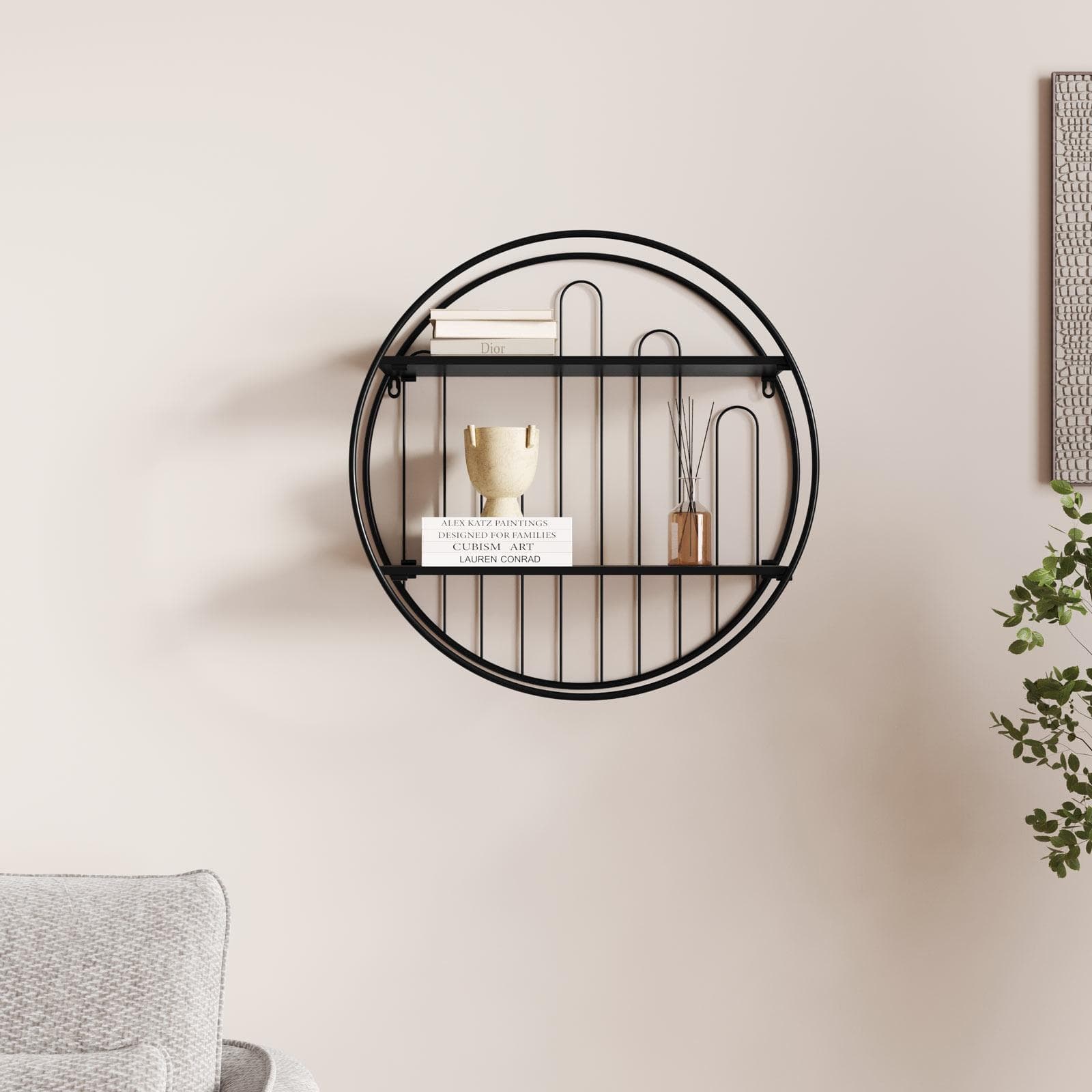 Libreria sospesa rotonda 55 cm in metallo nero - Mores