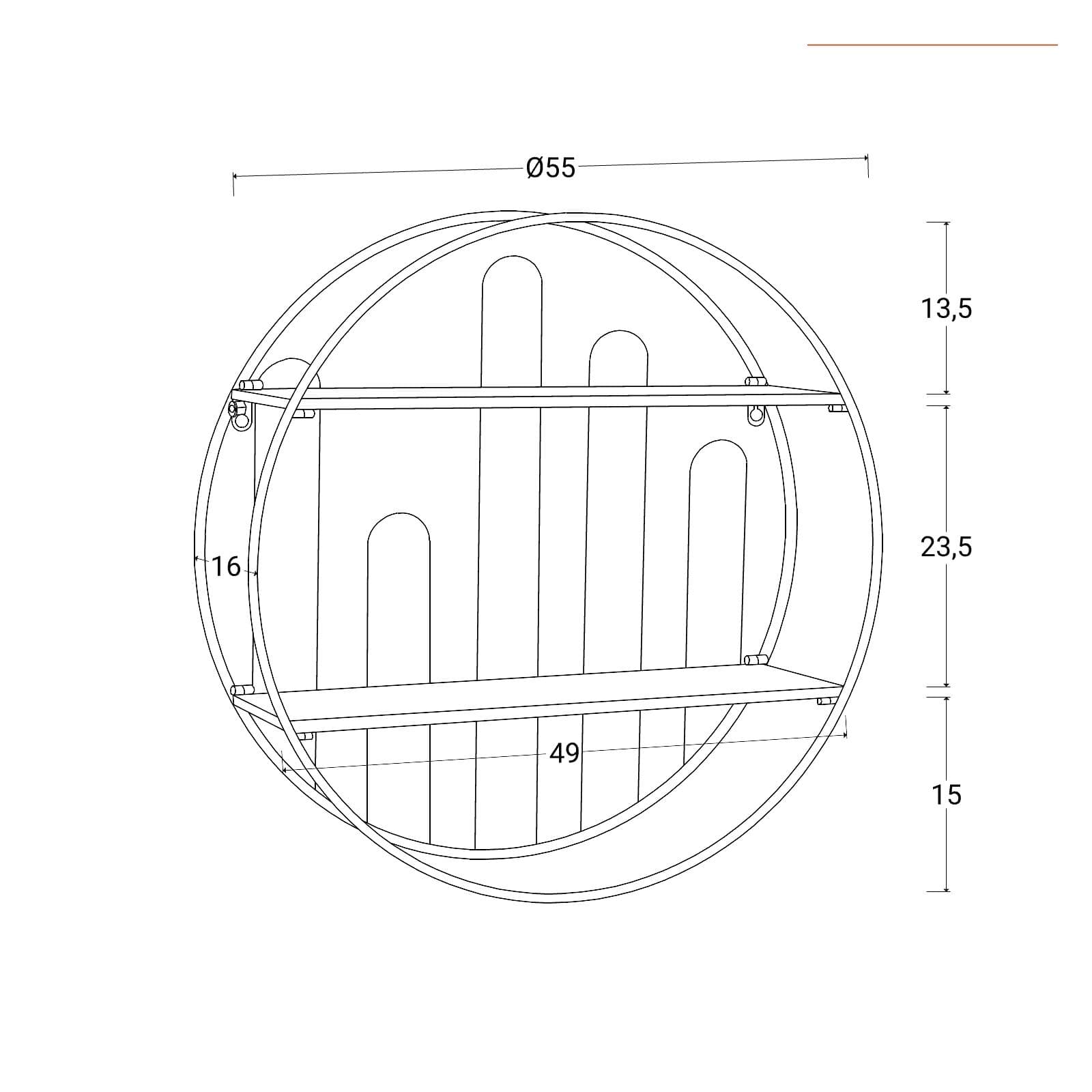 Libreria sospesa rotonda 55 cm in metallo nero - Mores