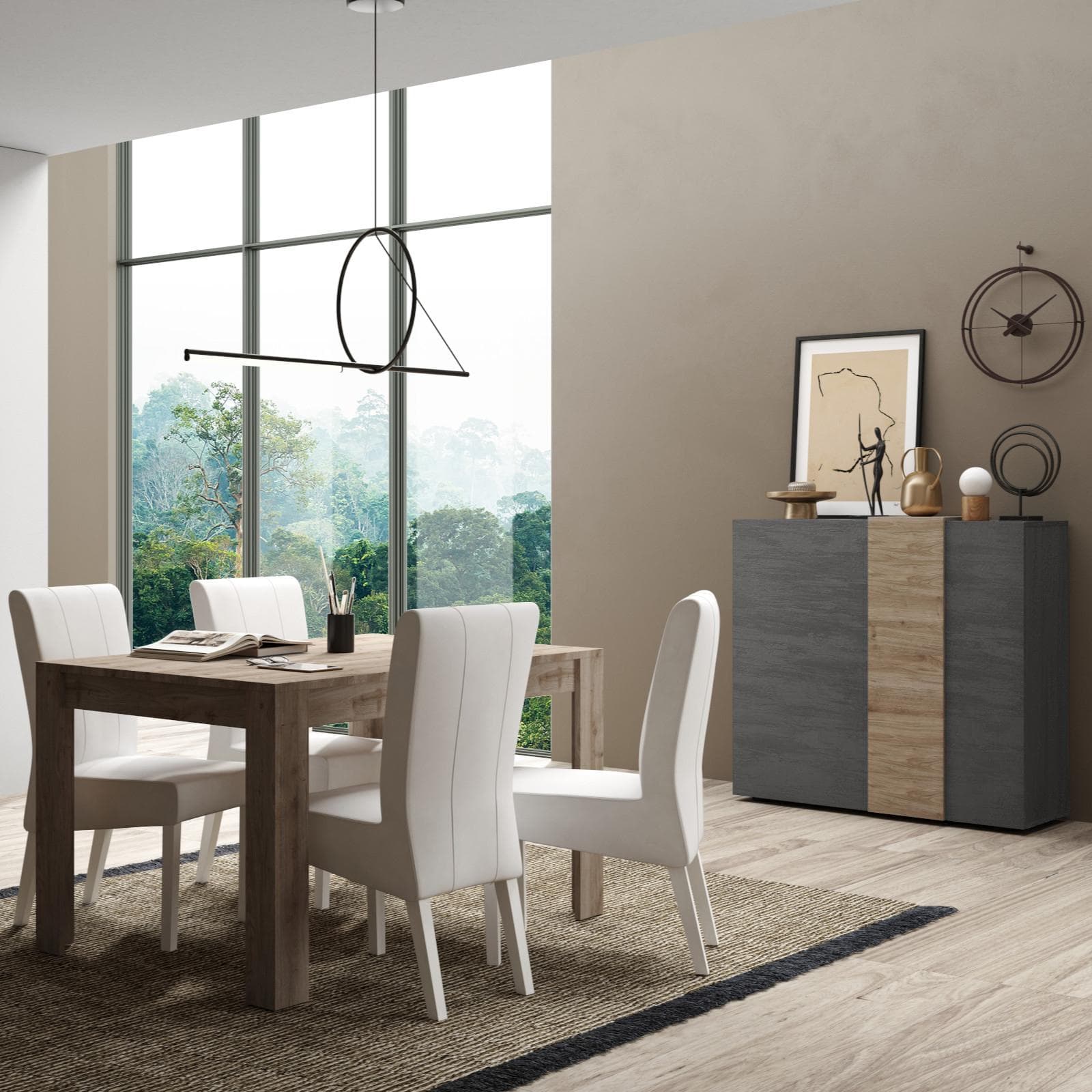Madia 121 cm con due ante titanio e rovere cadiz - Kendra