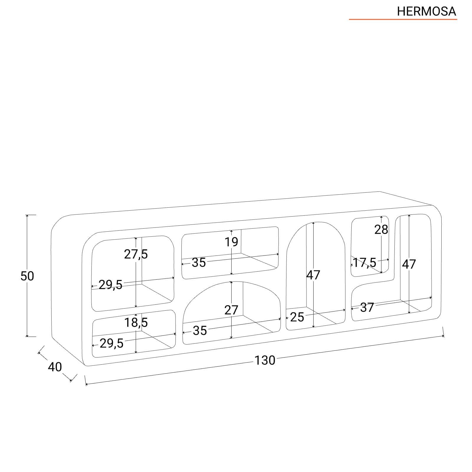 Porta tv 130x50h cm beige effetto pietra - Hermosa