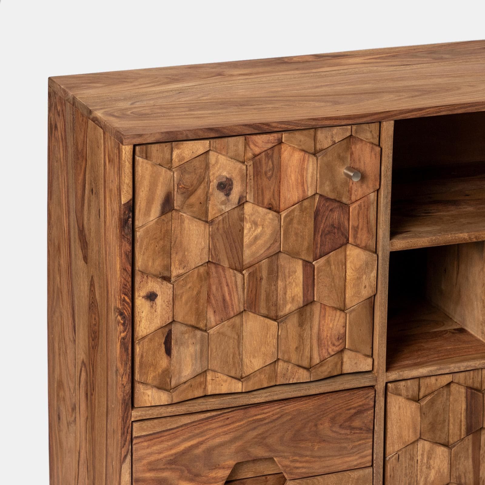 Madia 143x107h in legno con 3 ante e 3 cassetti - Freia Sheesham