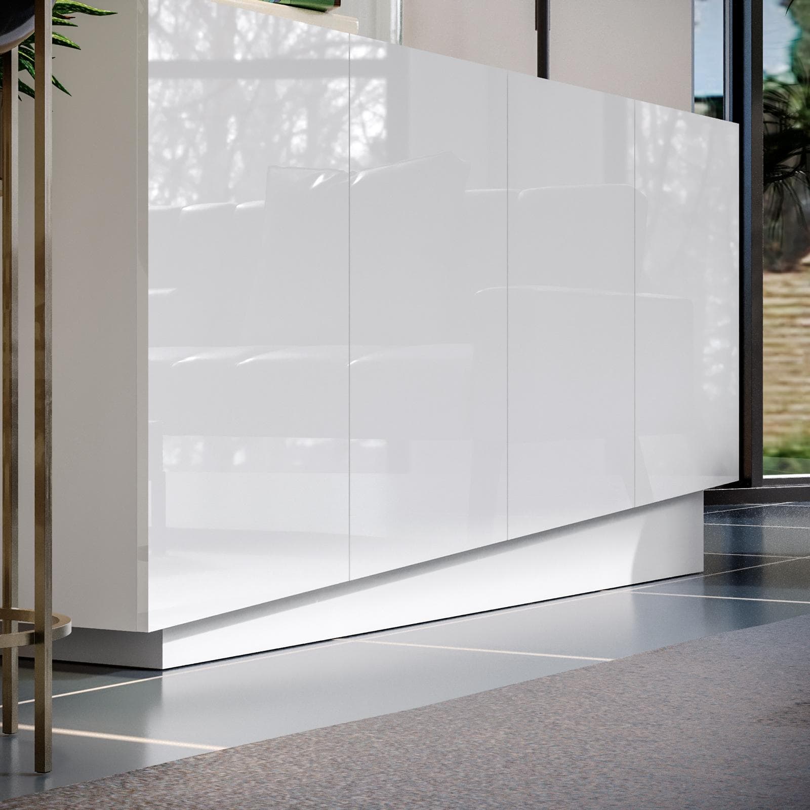 Madia 160x75h cm con 4 ante bianco lucido - Veronique