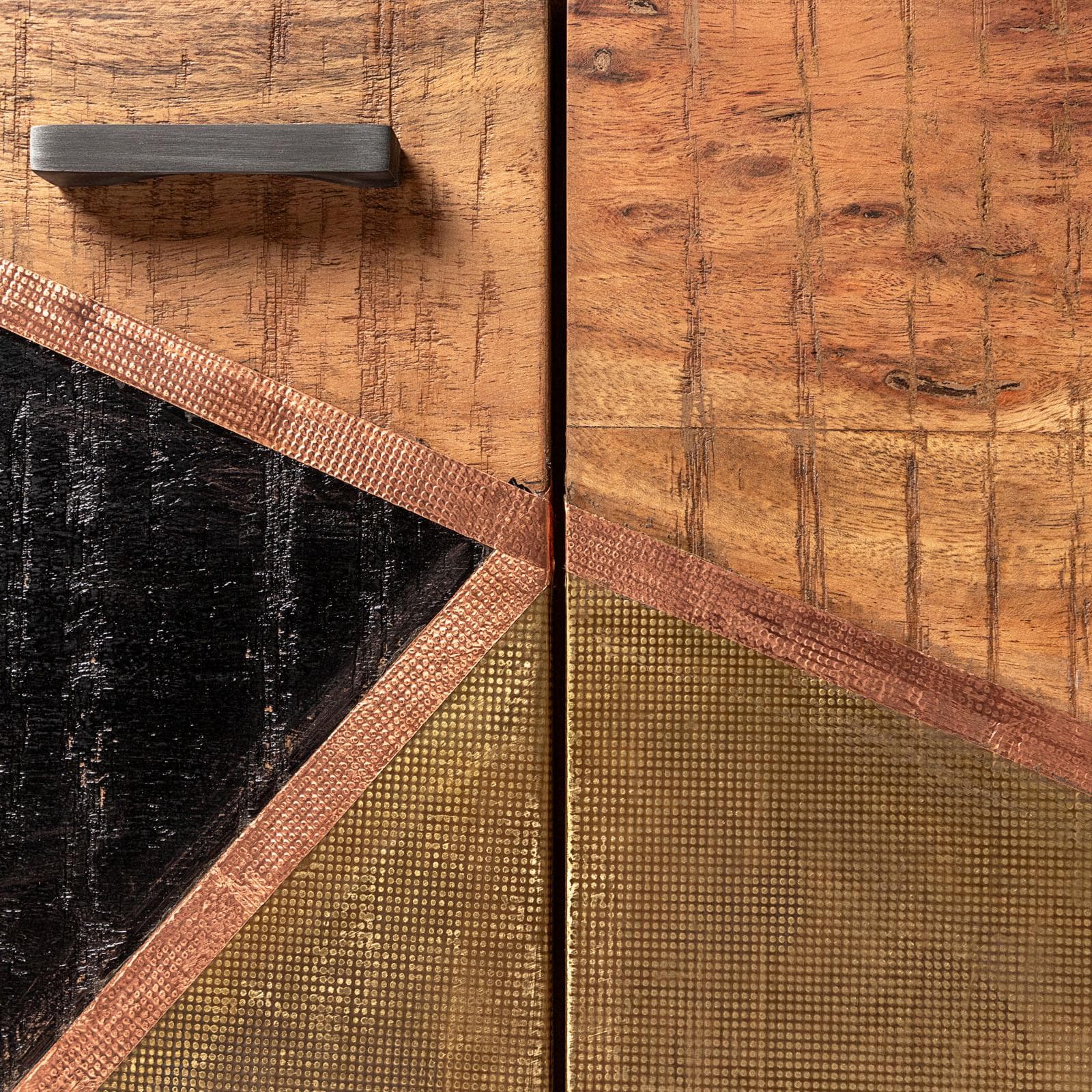 Madia 180x40 cm in legno di acacia e metallo con 4 ante - Freia Acacia