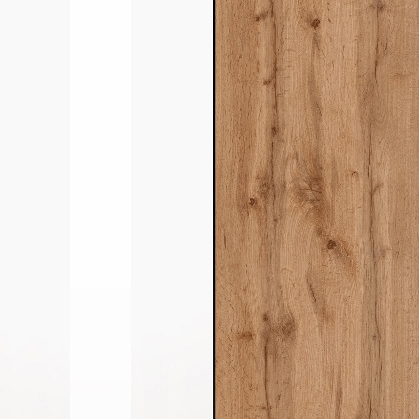 Madia 200x72h cm bianco lucido top rovere wotan con 4 ante e 2 cassetti - Loira