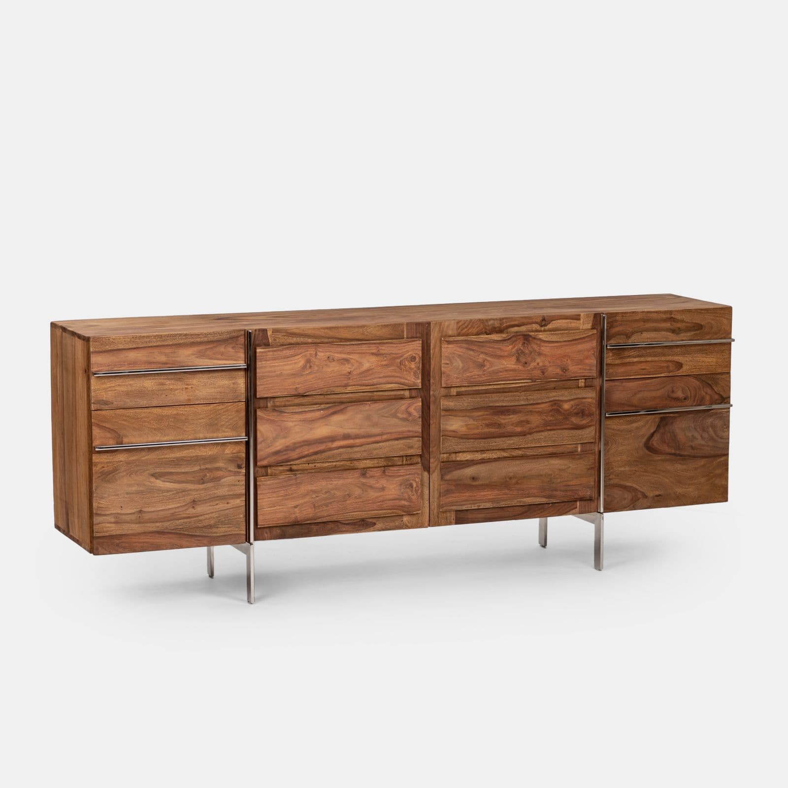 Madia 202x40 cm in legno con ante e cassetti - Freia Sheesham