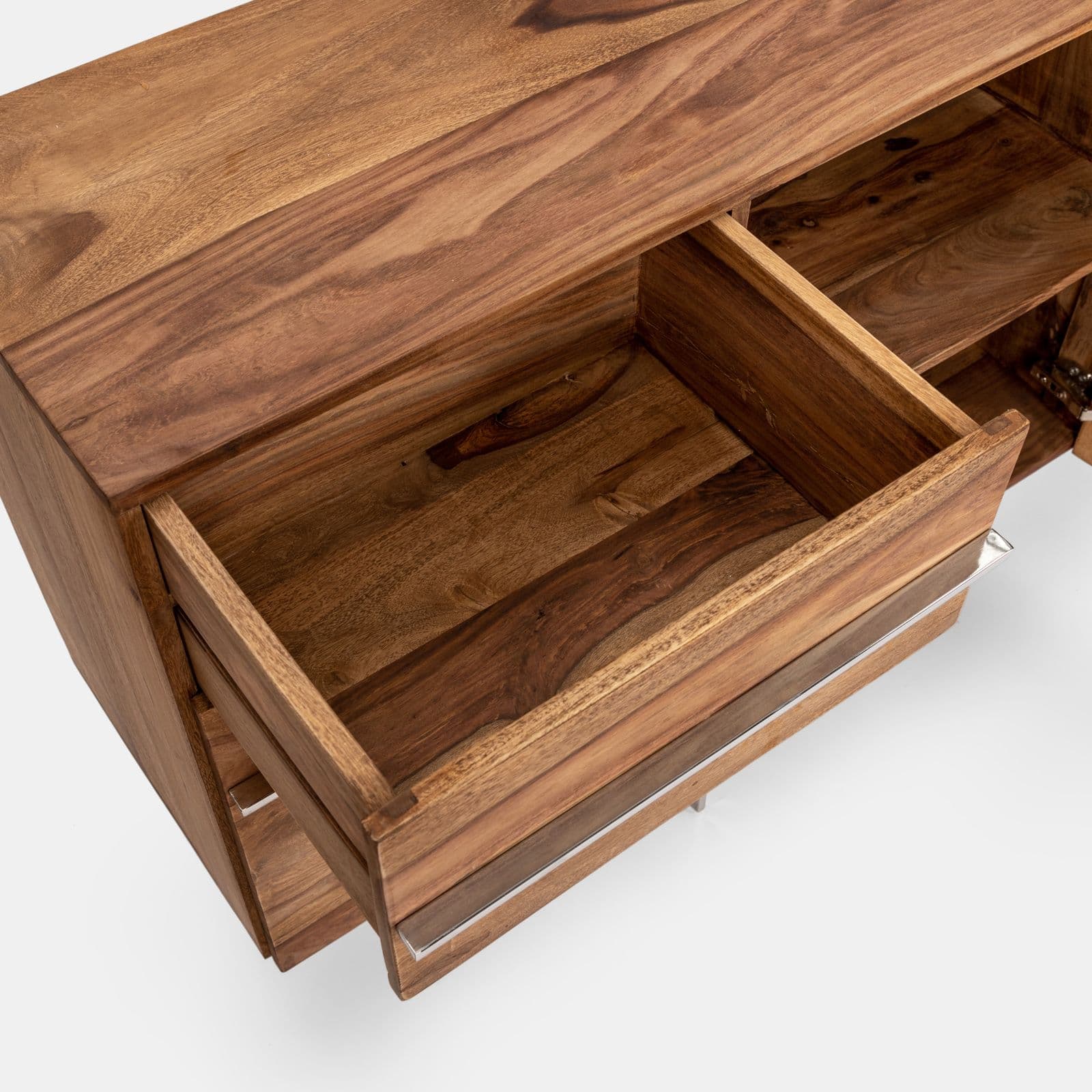 Madia 202x40 cm in legno con ante e cassetti - Freia Sheesham