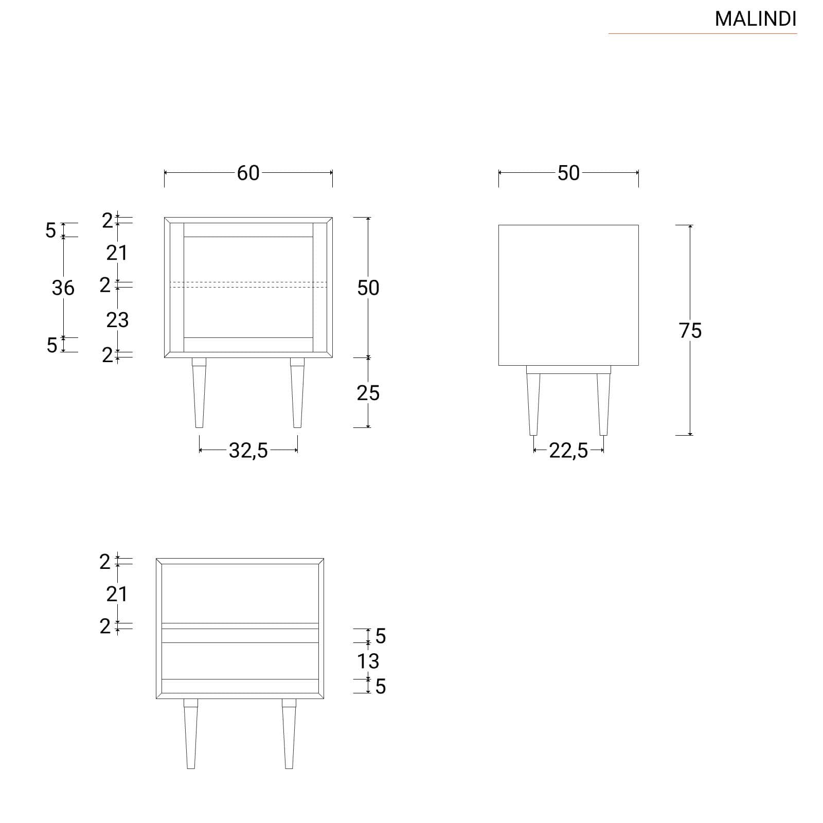 Mobile multiuso 50x60h cm con anta in teak naturale e paglia di vienna - Malindi