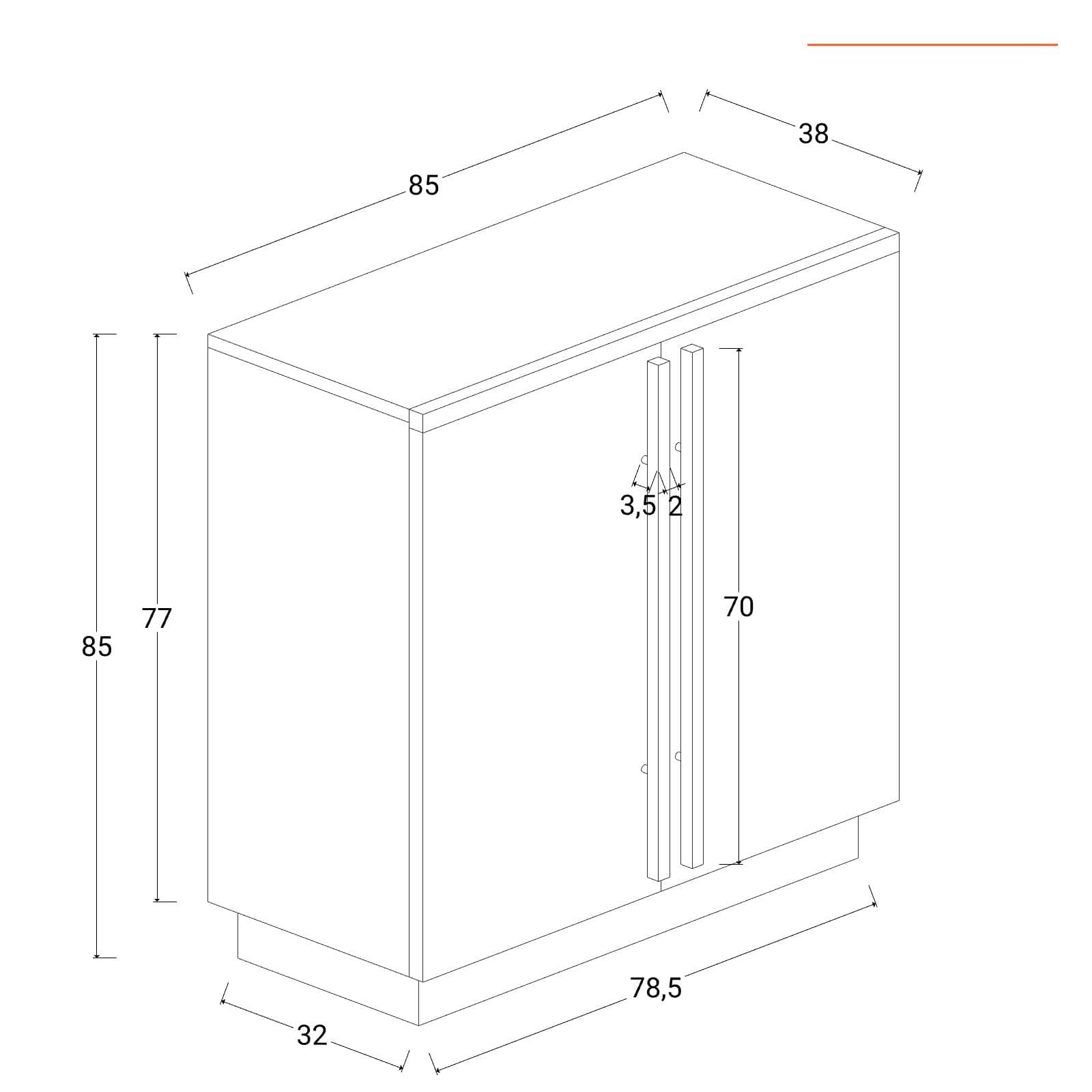 Madia 85x85h cm in legno di mango bronzo con 2 ante - Lyle