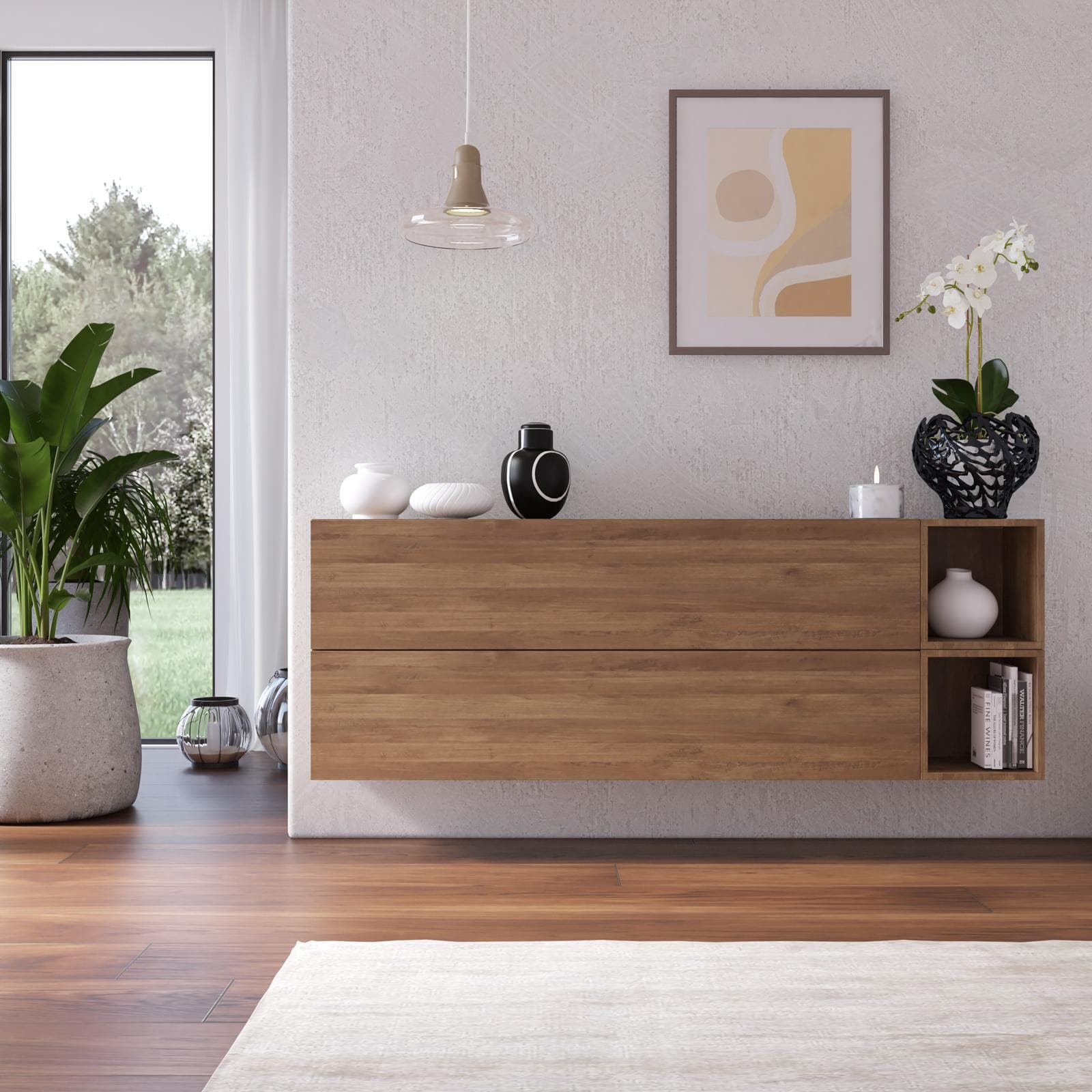 Madia sospesa reversibile 166x58h cm 2 ante e 2 vani a giorno mercure - Clary