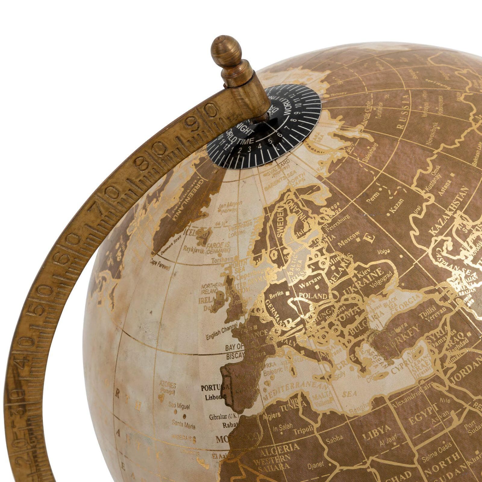 Mappamondo girevole 35h cm in metallo e legno di mango naturale