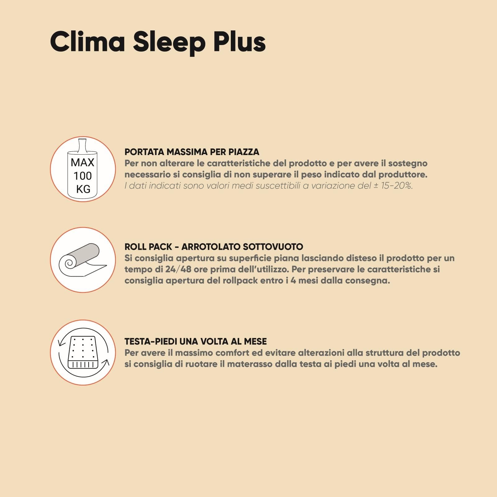 Materasso singolo climatizzato 90x200 cm in Memory System con rivestimento Ice sfoderabile h 26 cm - Clima Sleep Plus
