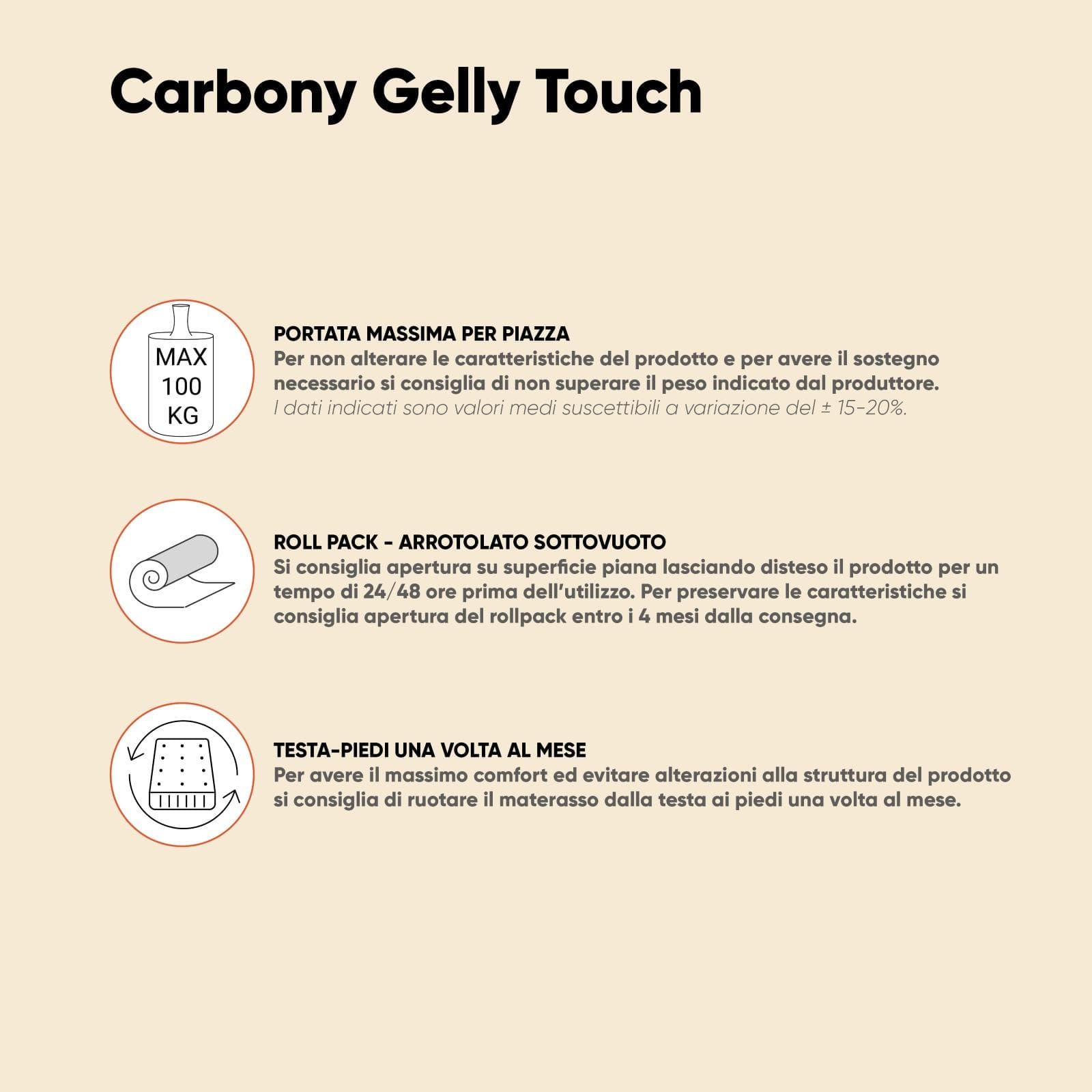 Materasso singolo sfoderabile 90x190 cm in Memory Gelly System con Carbonio Resistex h 28 cm - Carbony Gelly Touch
