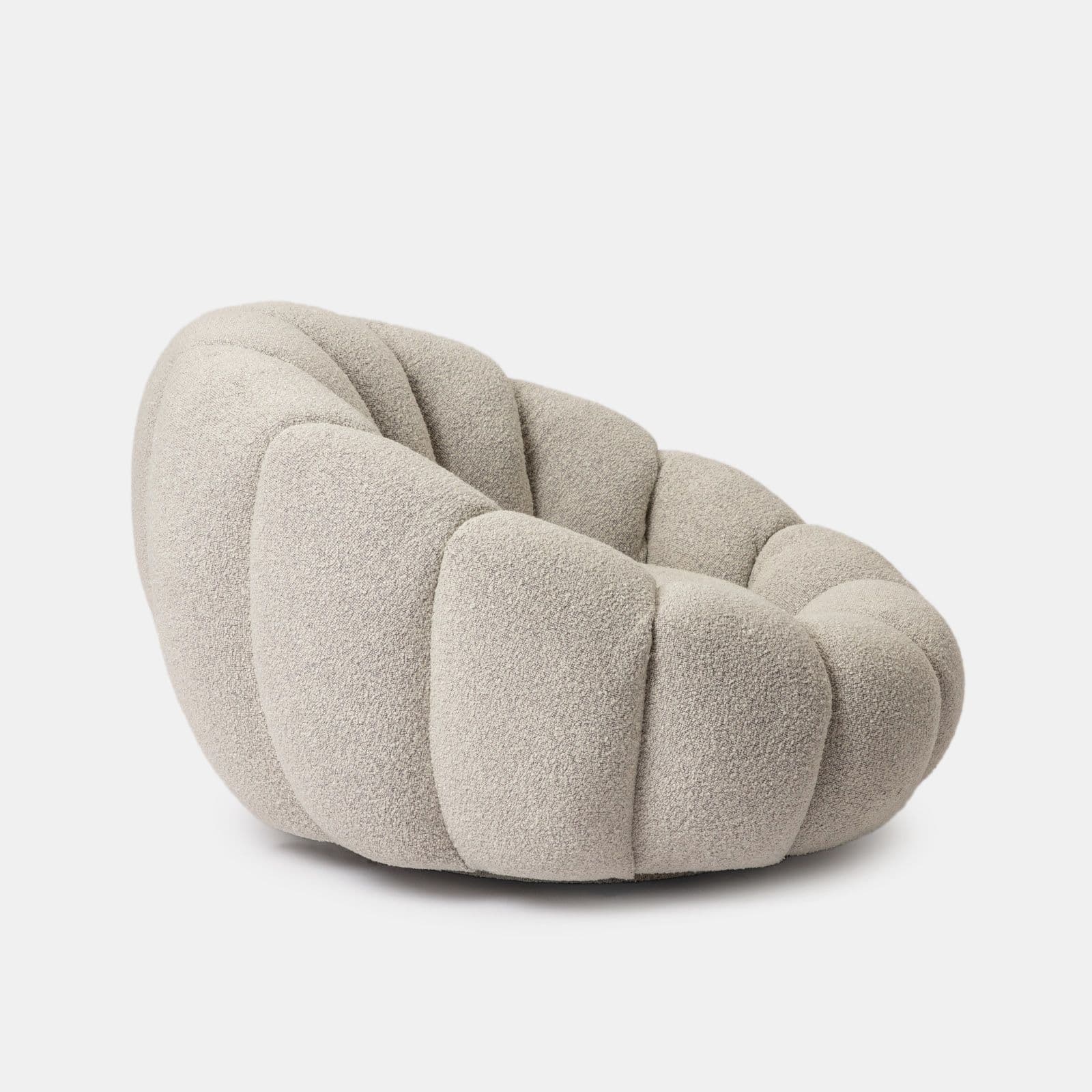 Maxi poltrona girevole a fiore bouclé bianco e grigio chiaro - Silas