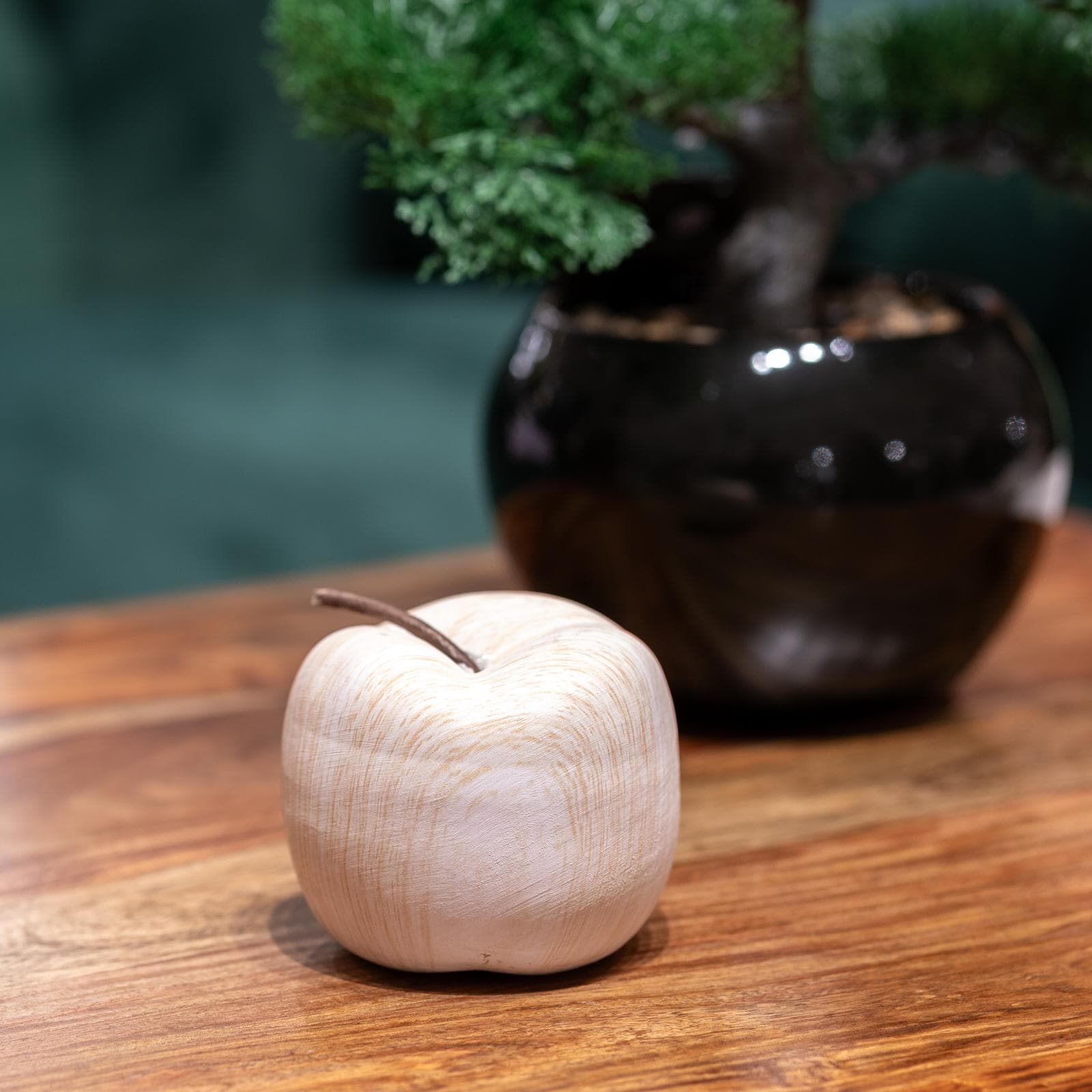 Mela decorativa 8h cm in ceramica effetto legno - Palame