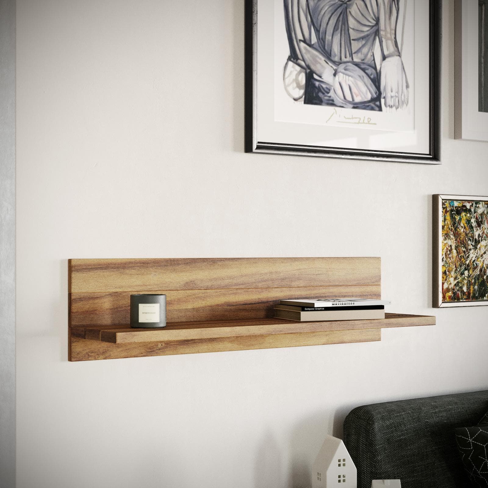 Mensola 100x25h cm con struttura in legno di acacia - Candra