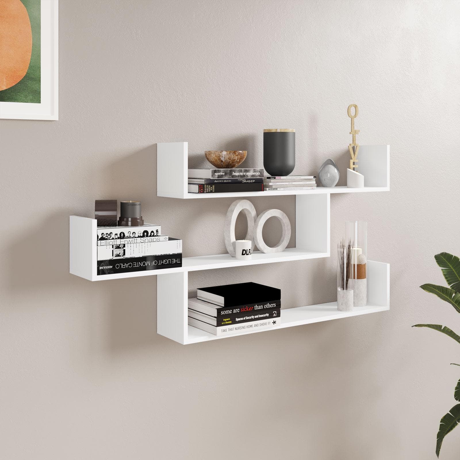 Mensola 120x18 cm in legno bianco - Tetris